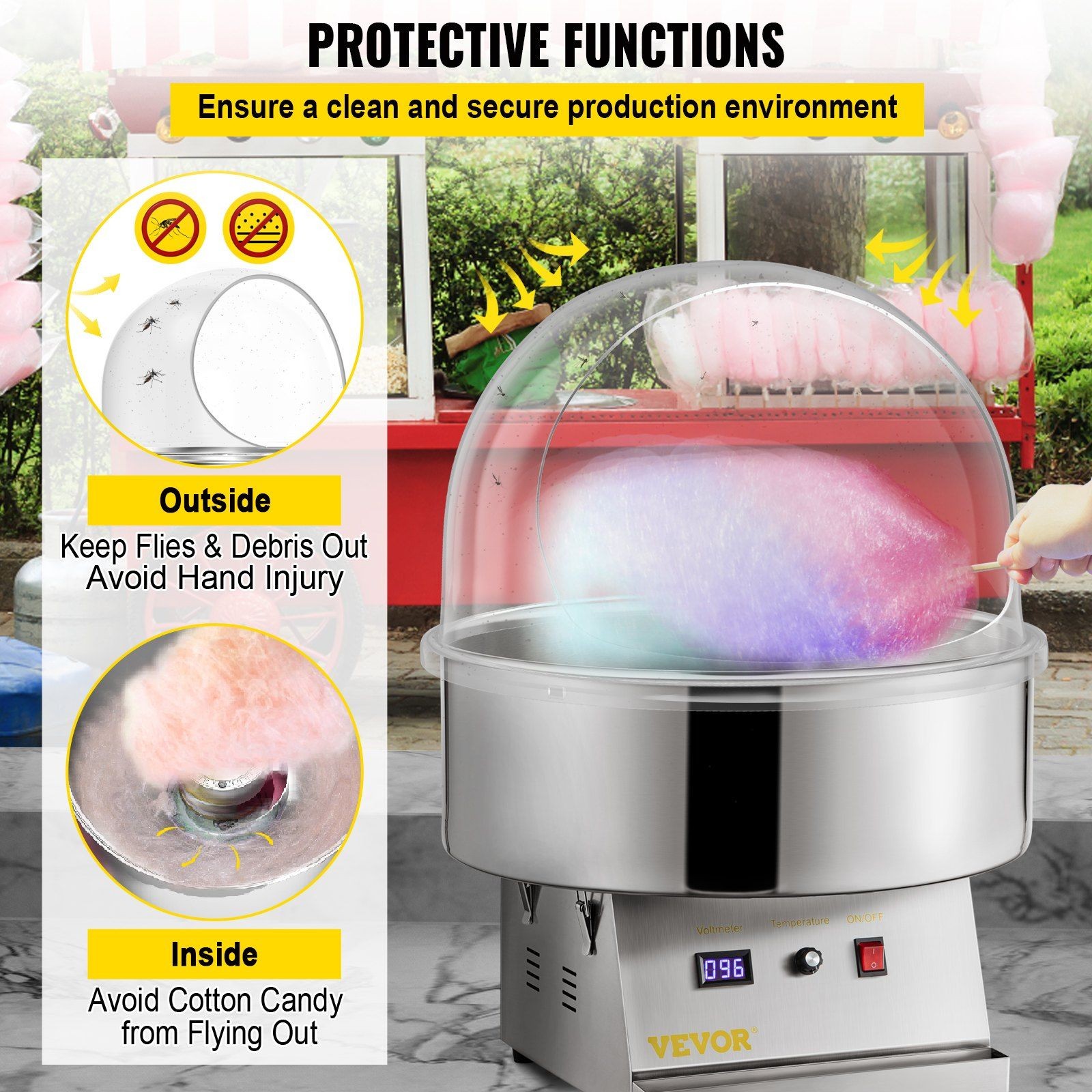 Protective 20.5in Transparent Dome for Mobile Candy Vendor Setup