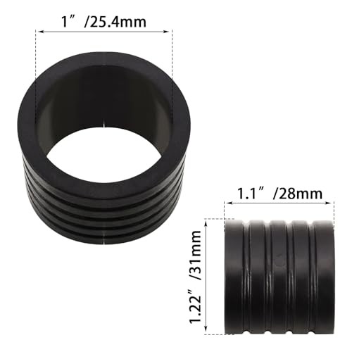 Universal Motorcycle Highway Peg Mount Spacers/Rubber Bushings, BLACK-25MM