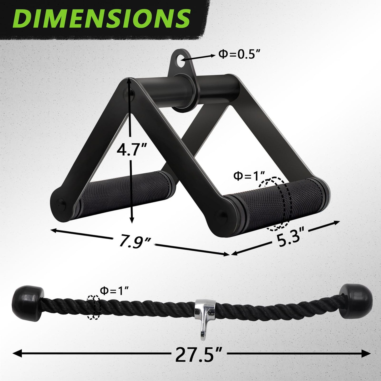 Tricep Pull Down Rope Cable Machine Attachment Double D Handle LAT Pulldown