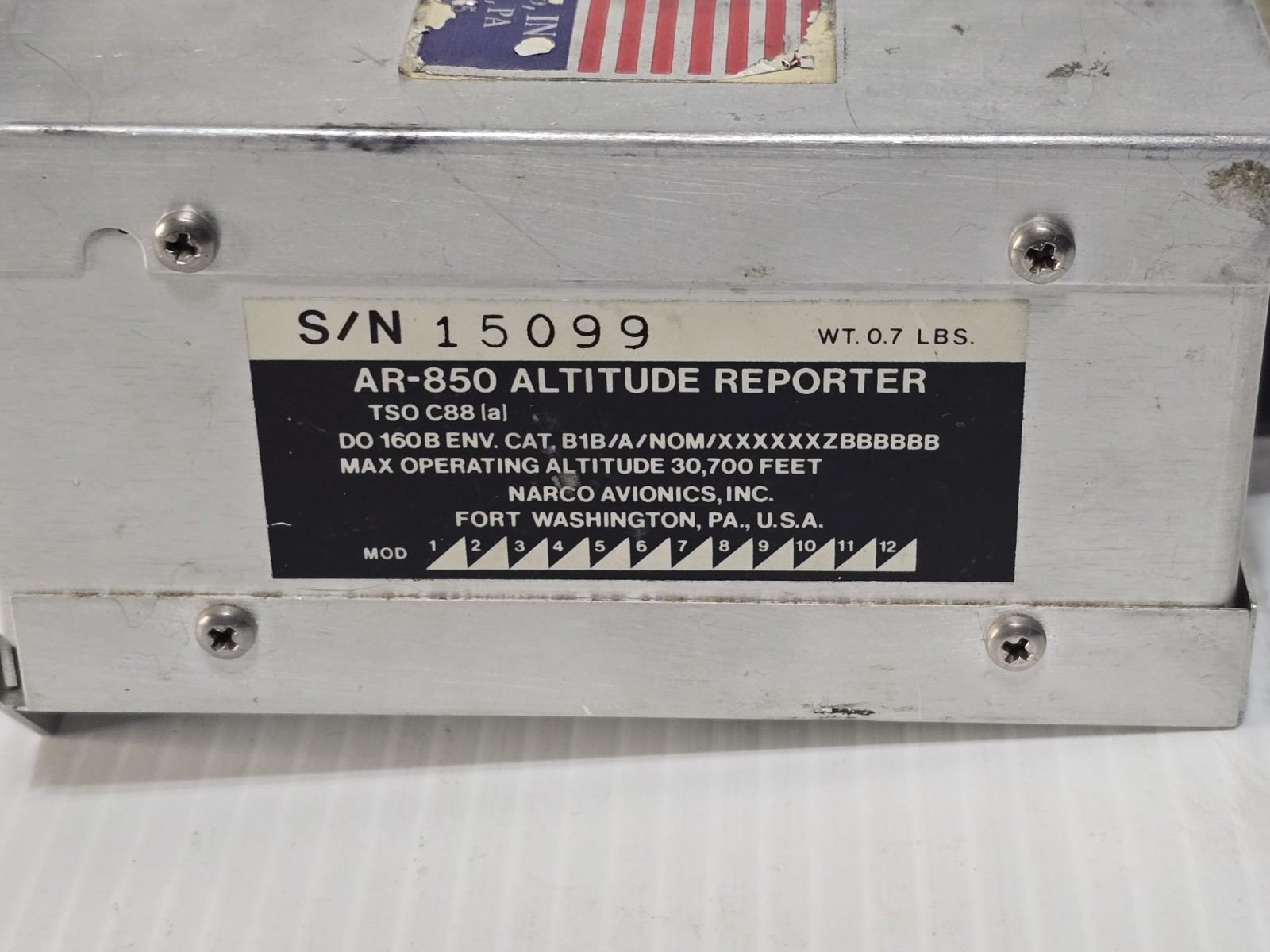 Narco Avionics AR-850 Altitude Reporter - As Removed, Untested