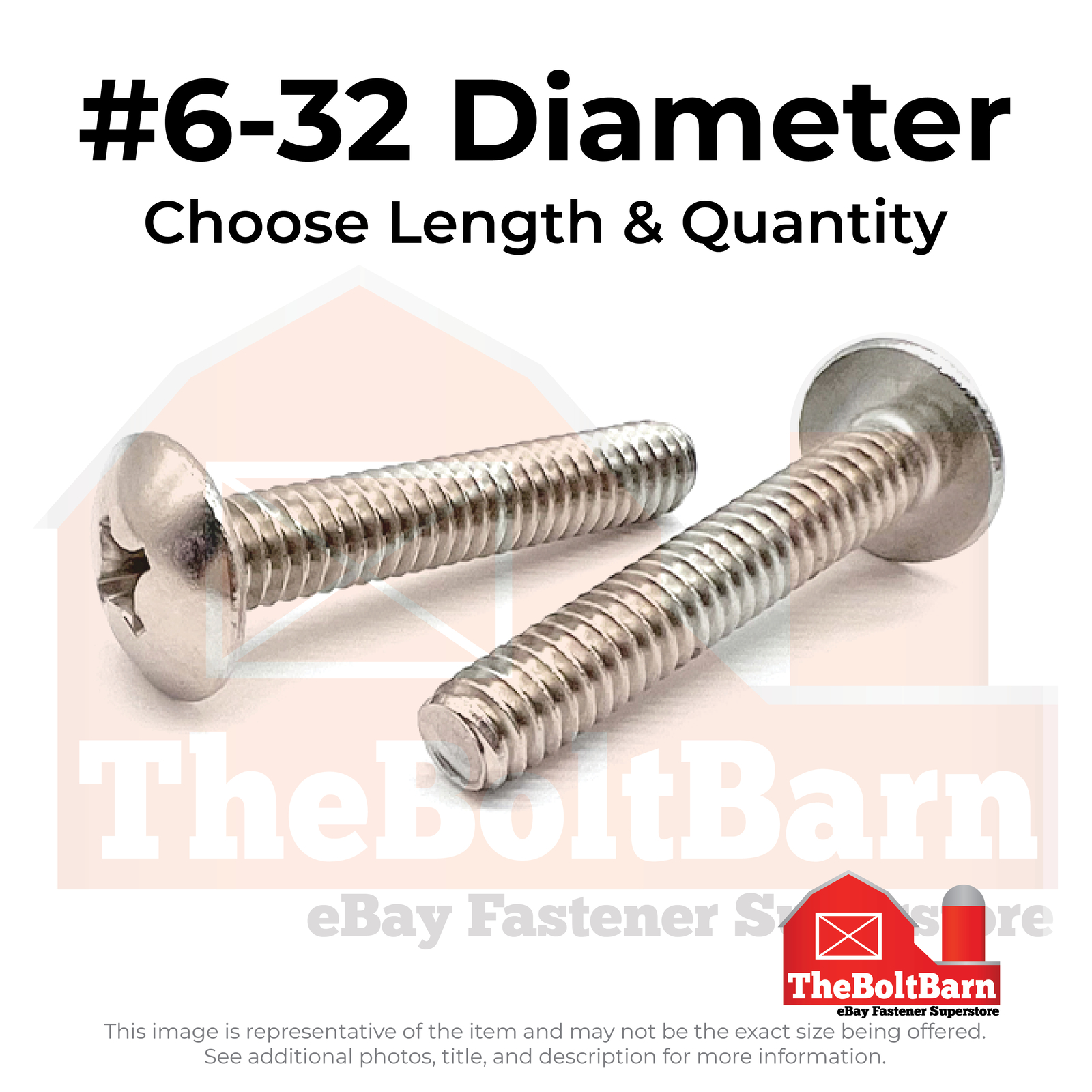 #6-32 18-8 Stainless Steel Phillips Truss Head Machine Screws (Pick Length&Qty)