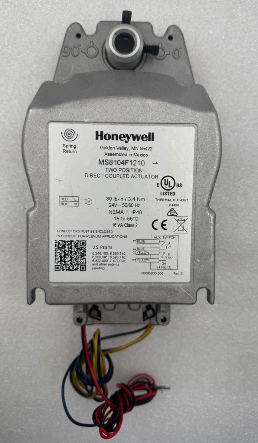HONYWELL MS8104F1210 TWO POSITION DIRECT COUPLED ACTUATOR