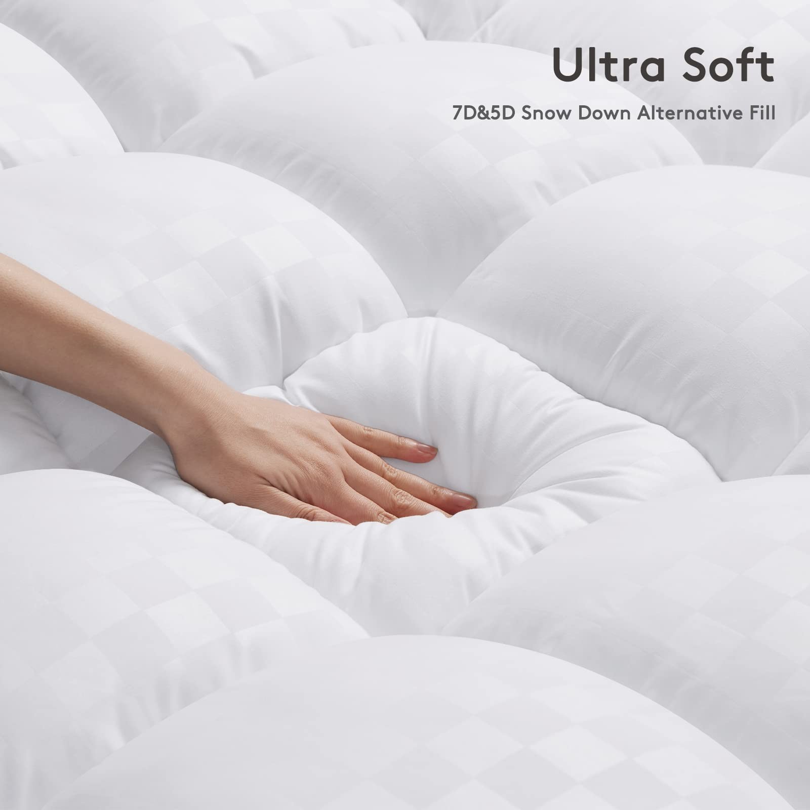 SameBed Mattress Topper King,Extra Thick Pad Cover for King, White