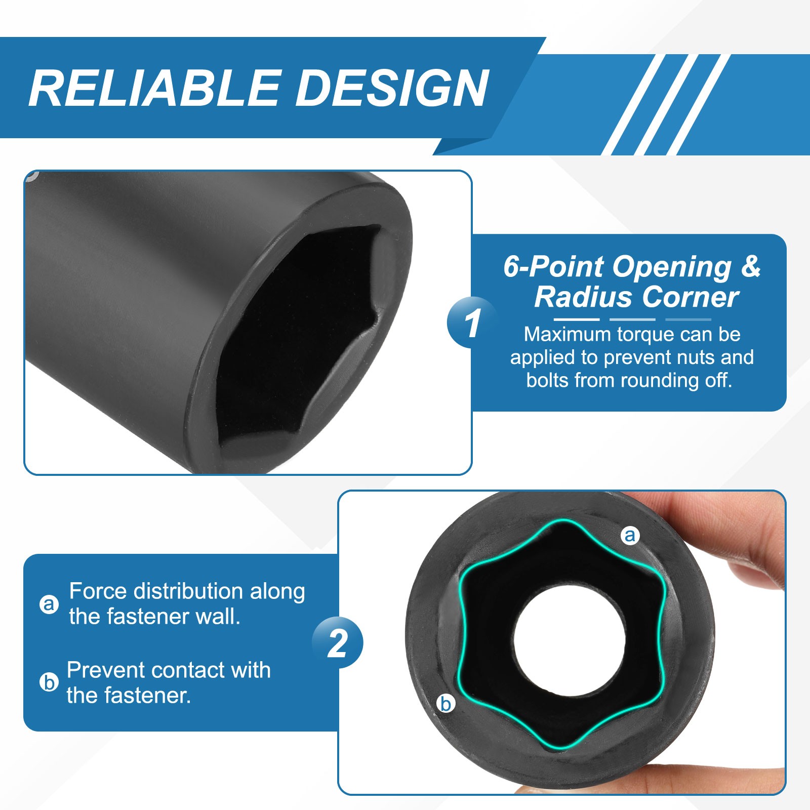 1 Inch Drive 52mm 6 Point Impact Socket Chromium Vanadium Steel