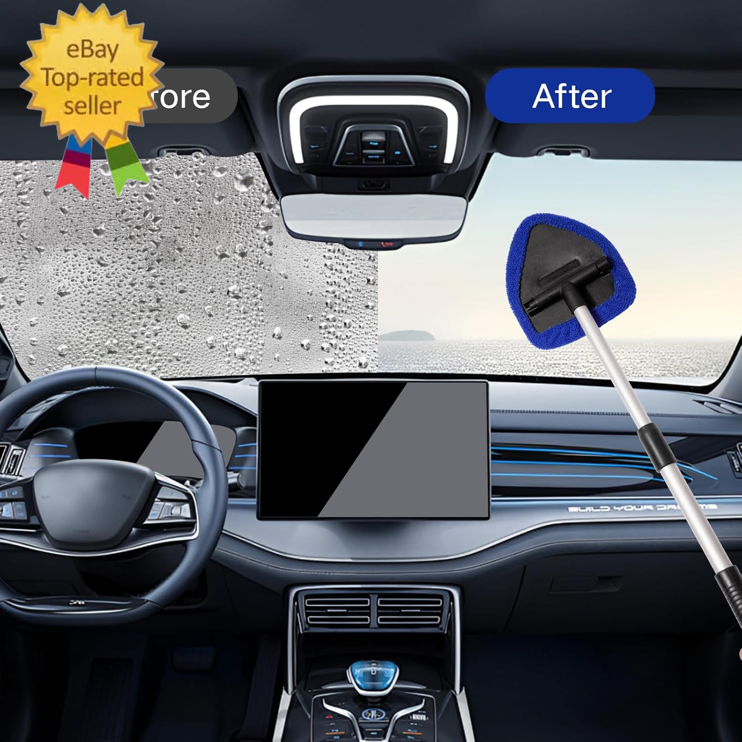 10Pcs Windshield Cleaner Tool, Car Window Cleaning Wash Kit with 4 Reusable Micr