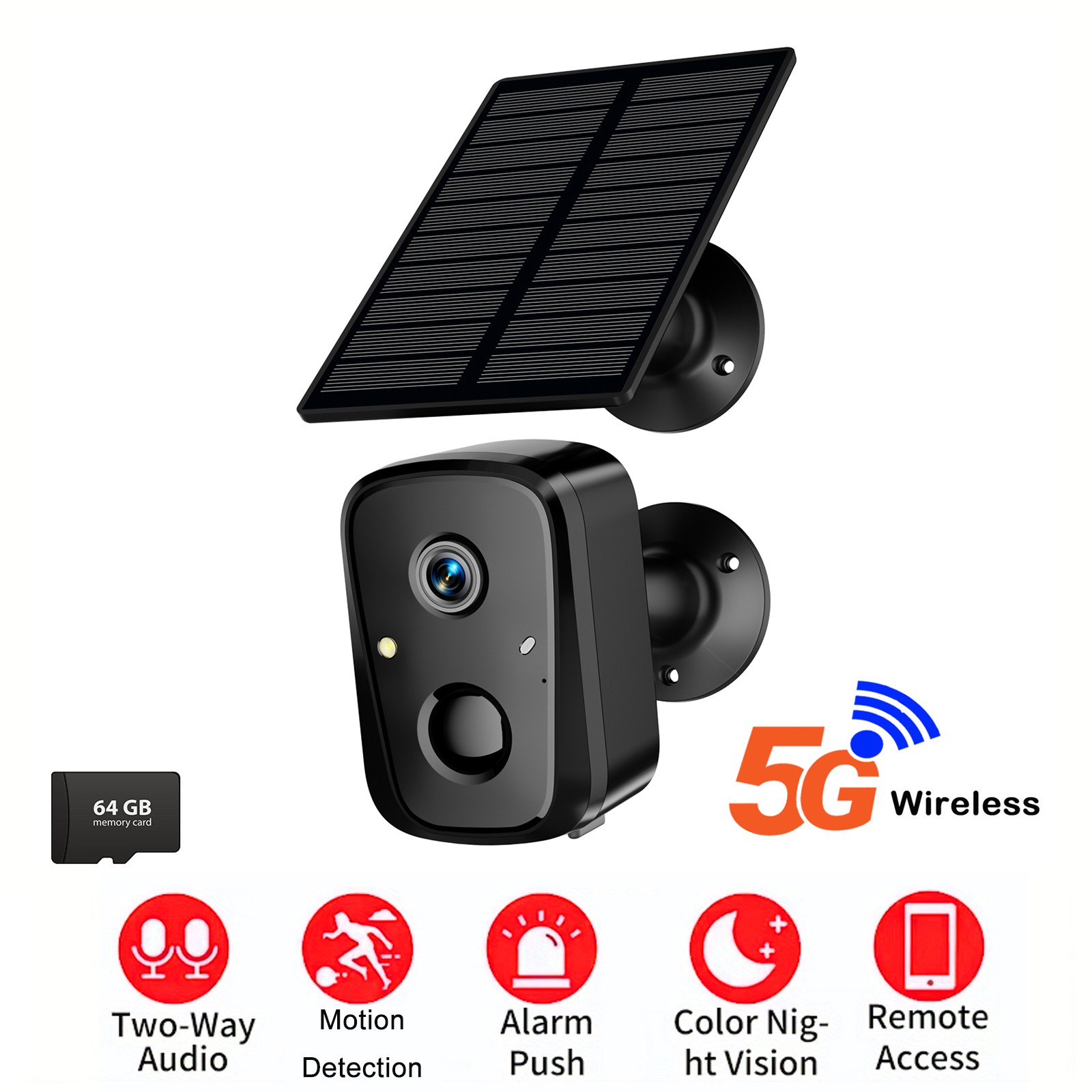 Sansco Solar Wireless Home SecurityCamera 4MP WIFI 2-Way Audio color IR +64G