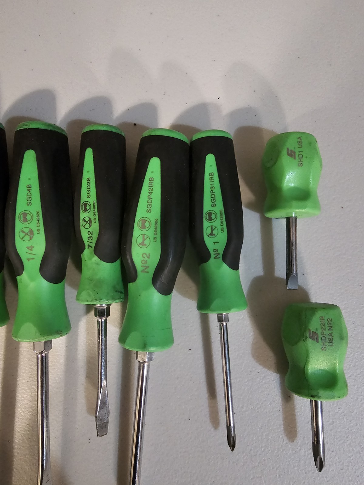 Snap-On 8 Piece Flat/Phillips Green Instinct Grip Combination Screwdriver Set,
