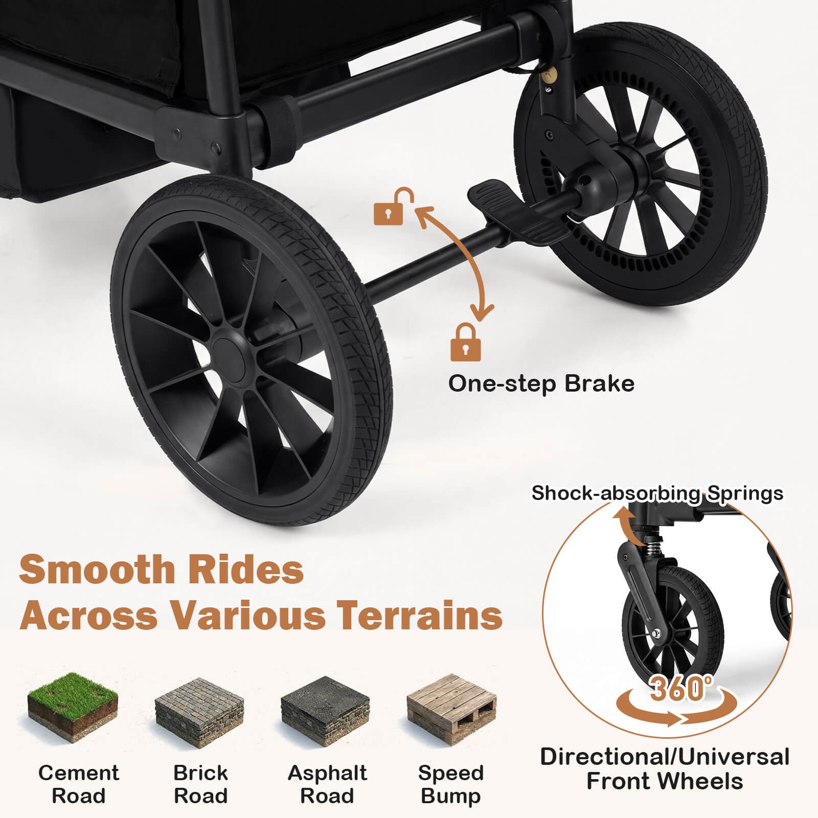 Foldable Wagon Stroller for 2 Kids, Double Seater Toddler Stroller w/ Canopy