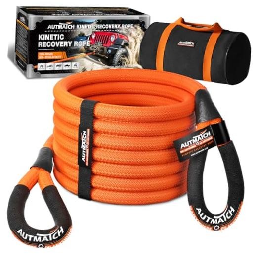 Kinetic Recovery Tow Rope 1" x 30FT - Heavy Duty Energy 1"x30FT Orange