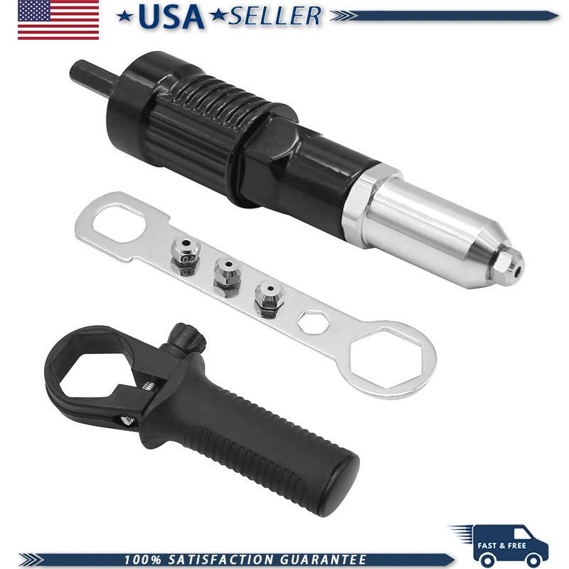 Pop Rivet Gun Adapter Kit 4 Rivet Heads 2.4mm/3.2mm/4.0mm/4.8mm CordColor: Black