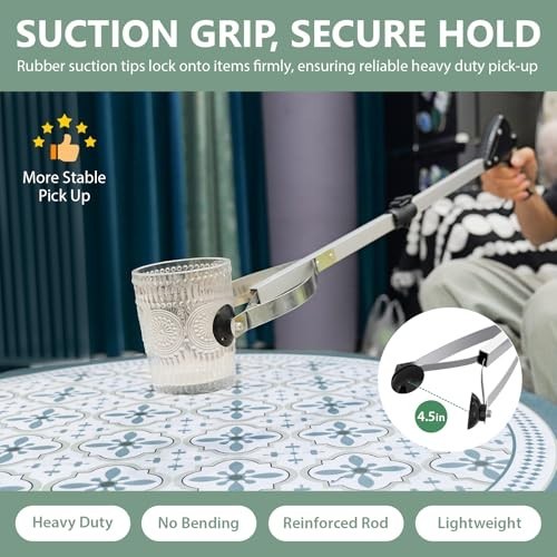 32" Foldable Grabber Tool 2-Pack - Heavy Duty Suction Cup Grip, Trash Picker for