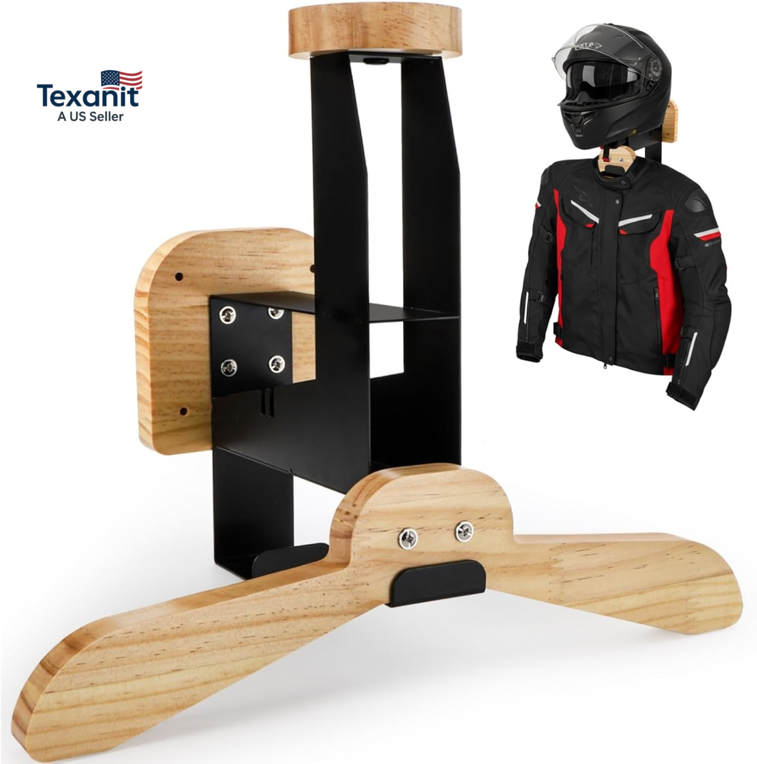 Motorcycle Helmet Holder, Tactical Gear Rack Wall Mount, Solid Wood Body Armor S