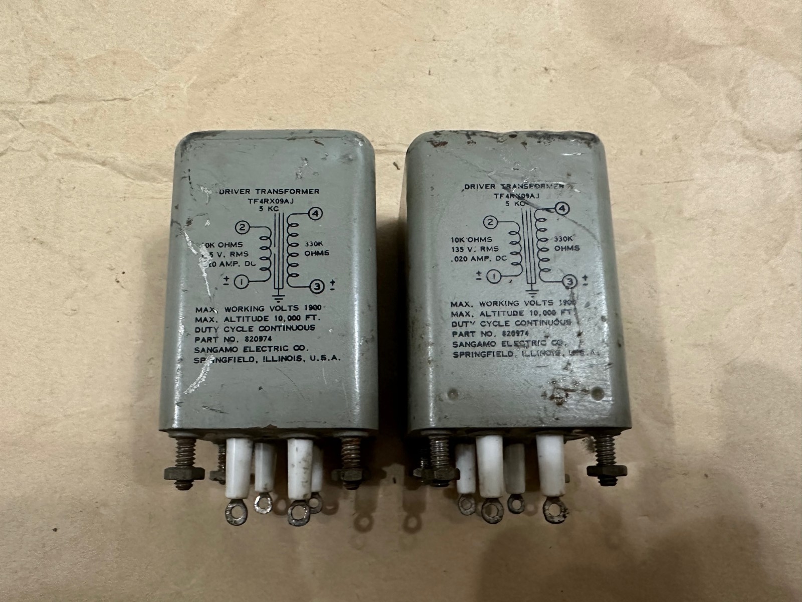 SANGAMO oil fill vintage military transformer 10K:330K PRI: DC-20mA US MADE