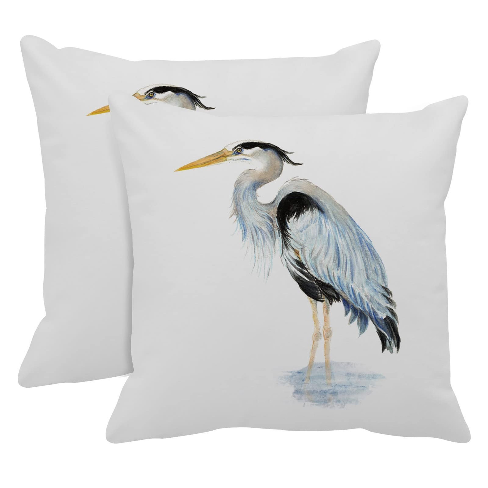 Emvency Throw Pillow Cover Fishing Original Watercolor Great Blue Heron Wildl...
