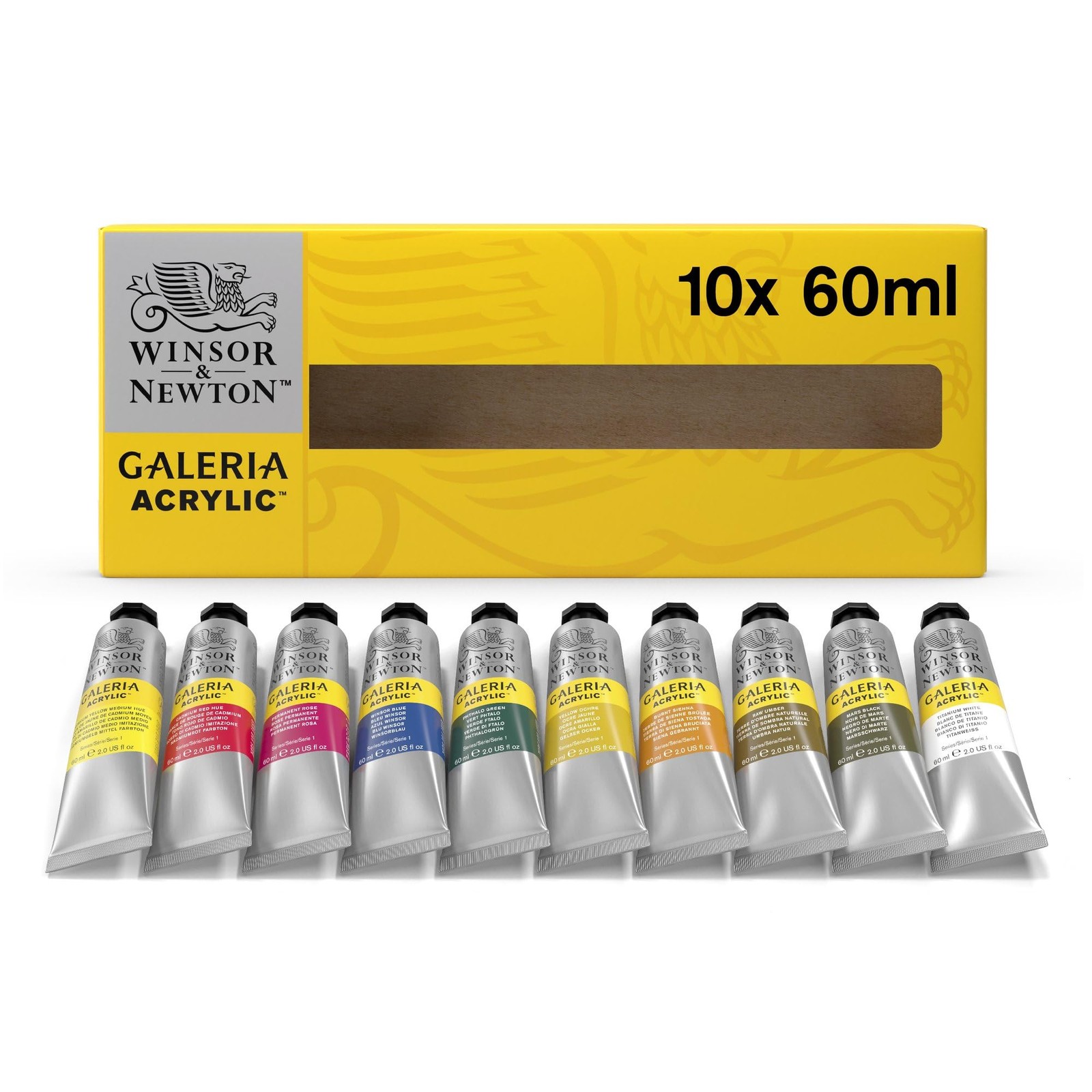 Acrylic Paint Set 60ml 2 Fl Oz Pack of 10 Winsor & Newton Galeria Tube