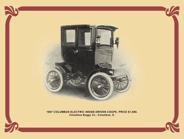 1907 Columbia Electric Coupe Hartford, CT New Metal Sign: 12x16" Ships Free