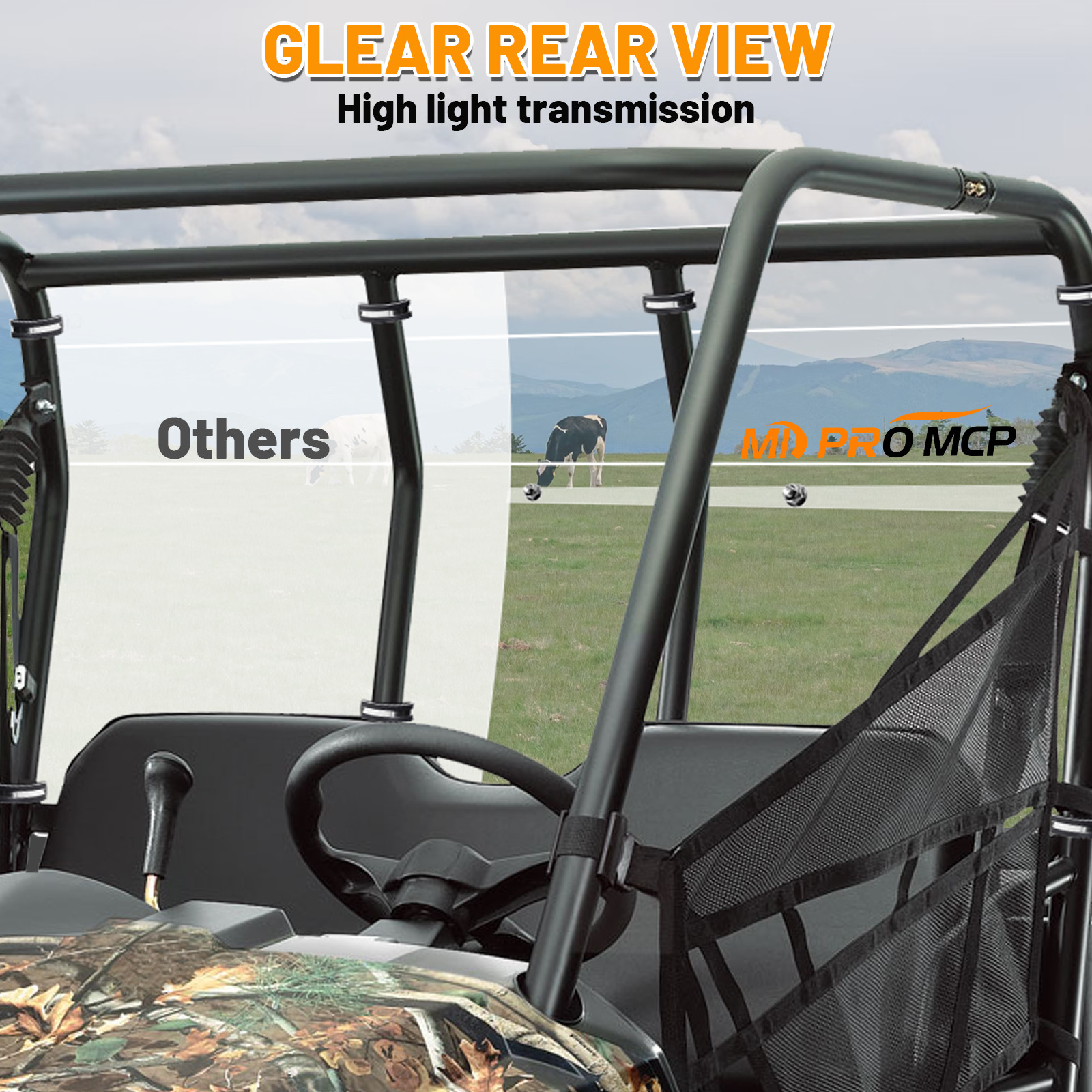 For Polaris Ranger Mid-Size (All model) 2010-2014 Rear Windshield PC Back Window