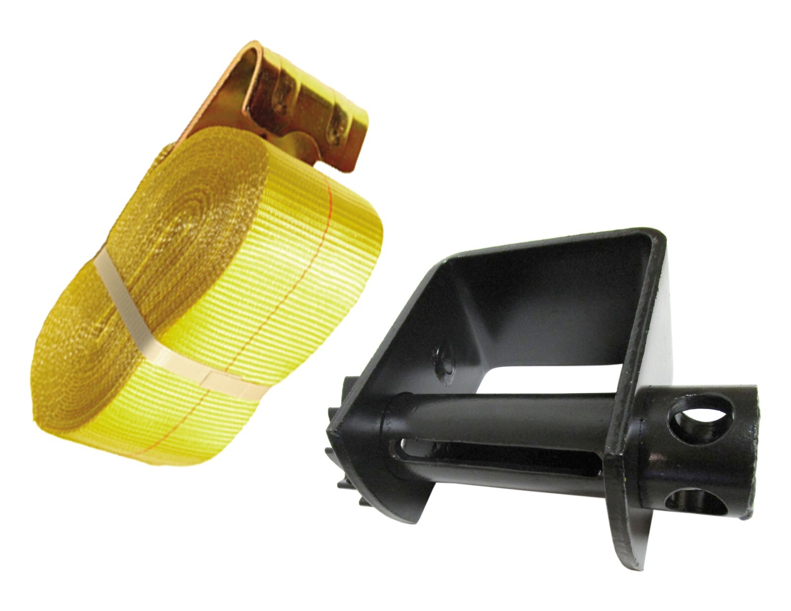 Weld On Truck Winch Retainer with 4" x 30 FT Flat Hook Tie Down Straps (6 Pack)