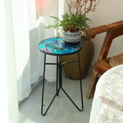 Patio Side Table Outdoor Accent Table Bistro Coffee Table Plant End Table