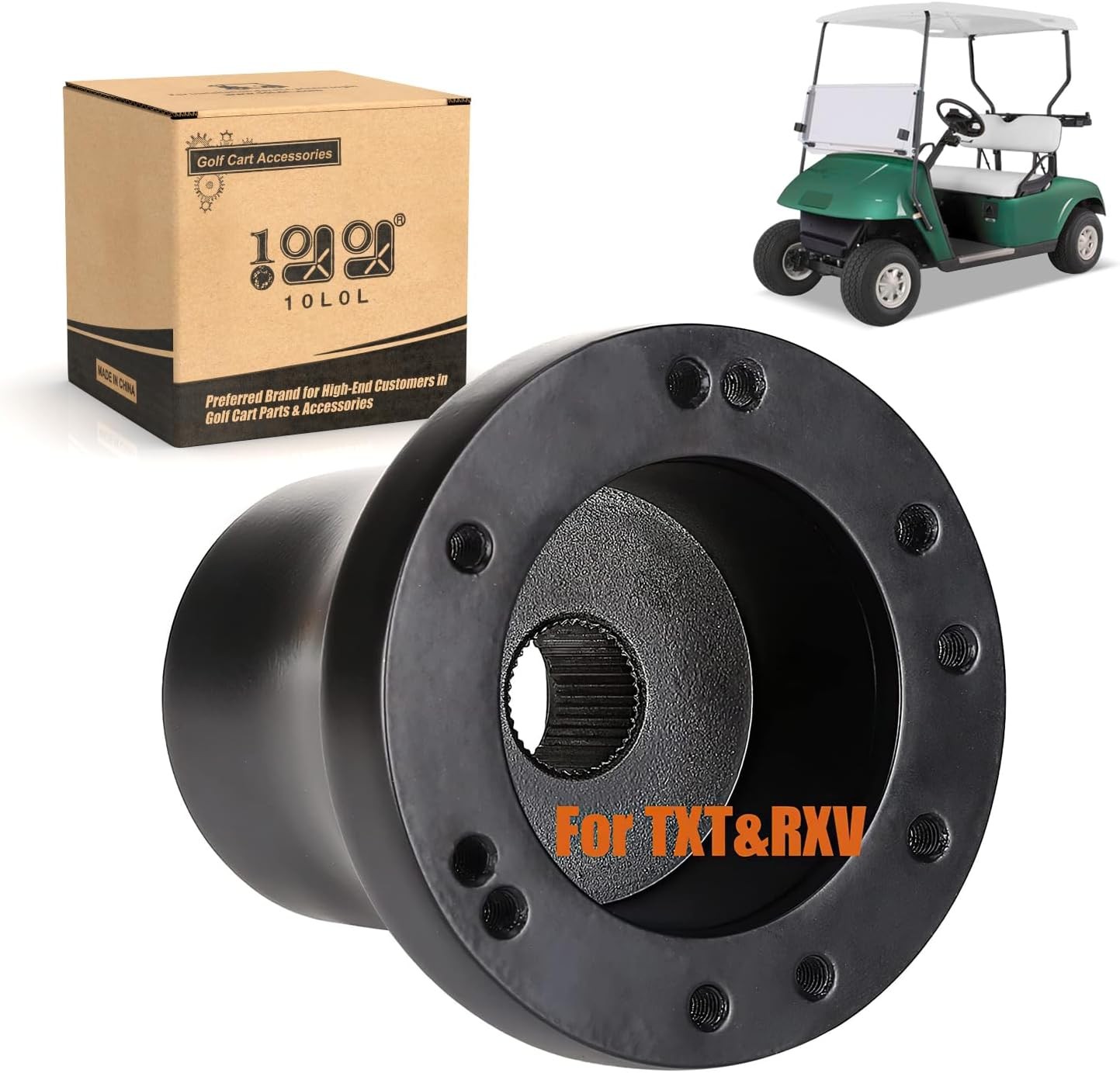 10L0L Golf Cart Steering Wheel Adapter Fits EZGO TXT/RXV 5-6 Holes Steering Whee