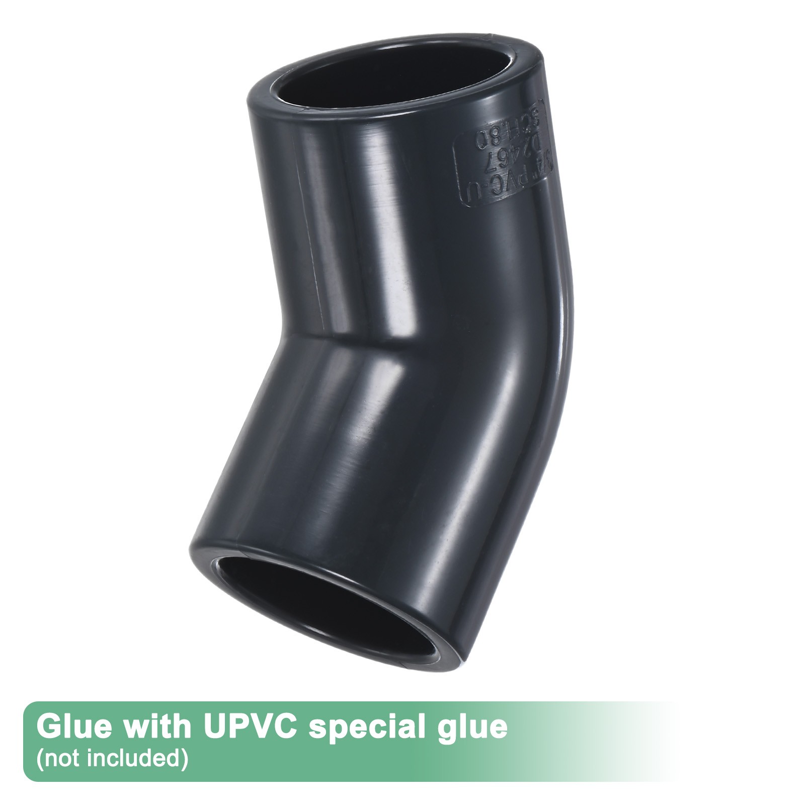2-Pack 45 Degree Adapter Connector, 3/4" Socket UPVC Pipe Fitting Elbow, Grey