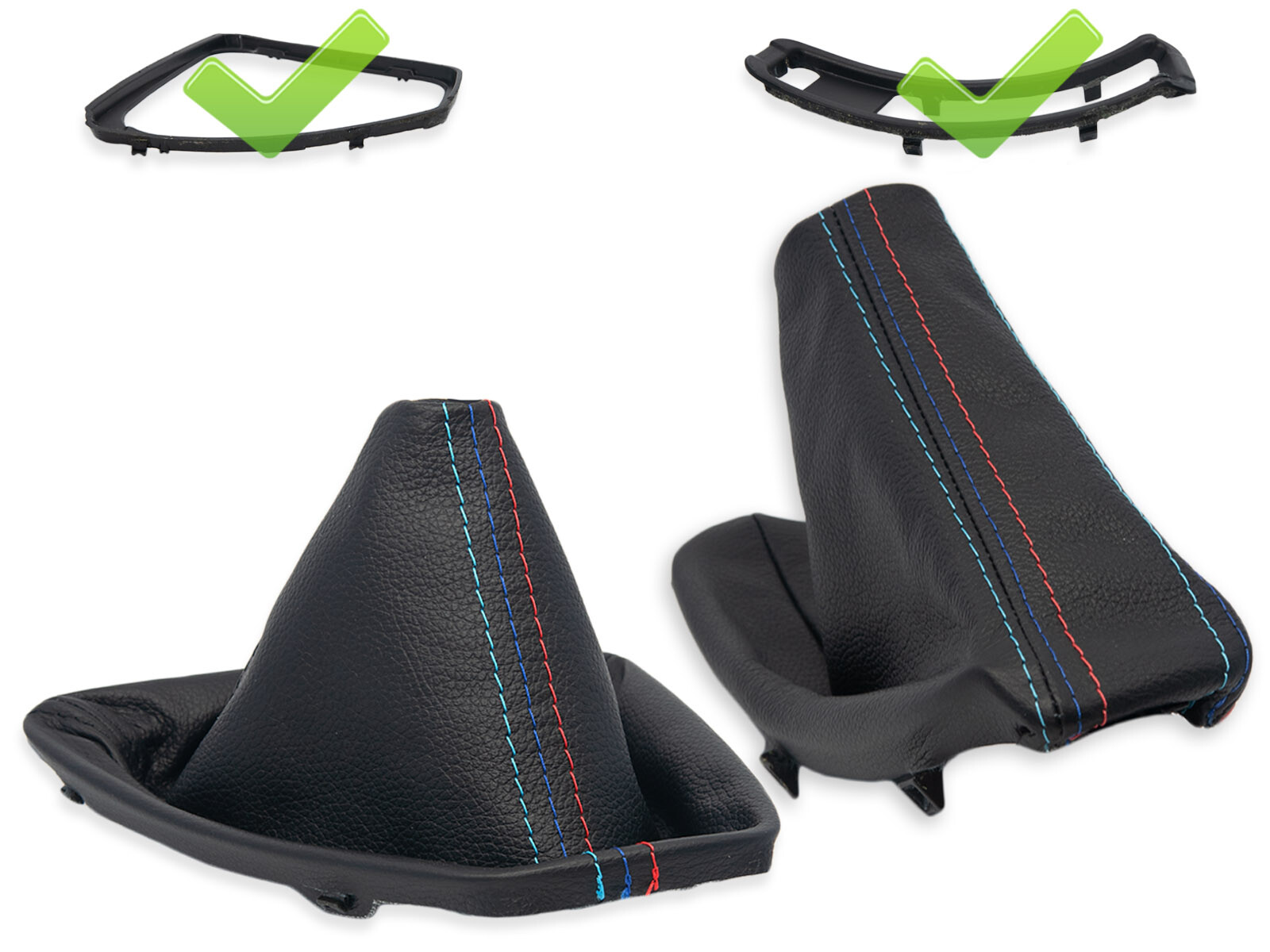 FOR BMW E90 E91 GEAR SHIFT + HANDBRAKE GAITER LEATHER STITCHING MPOWER + FRAME