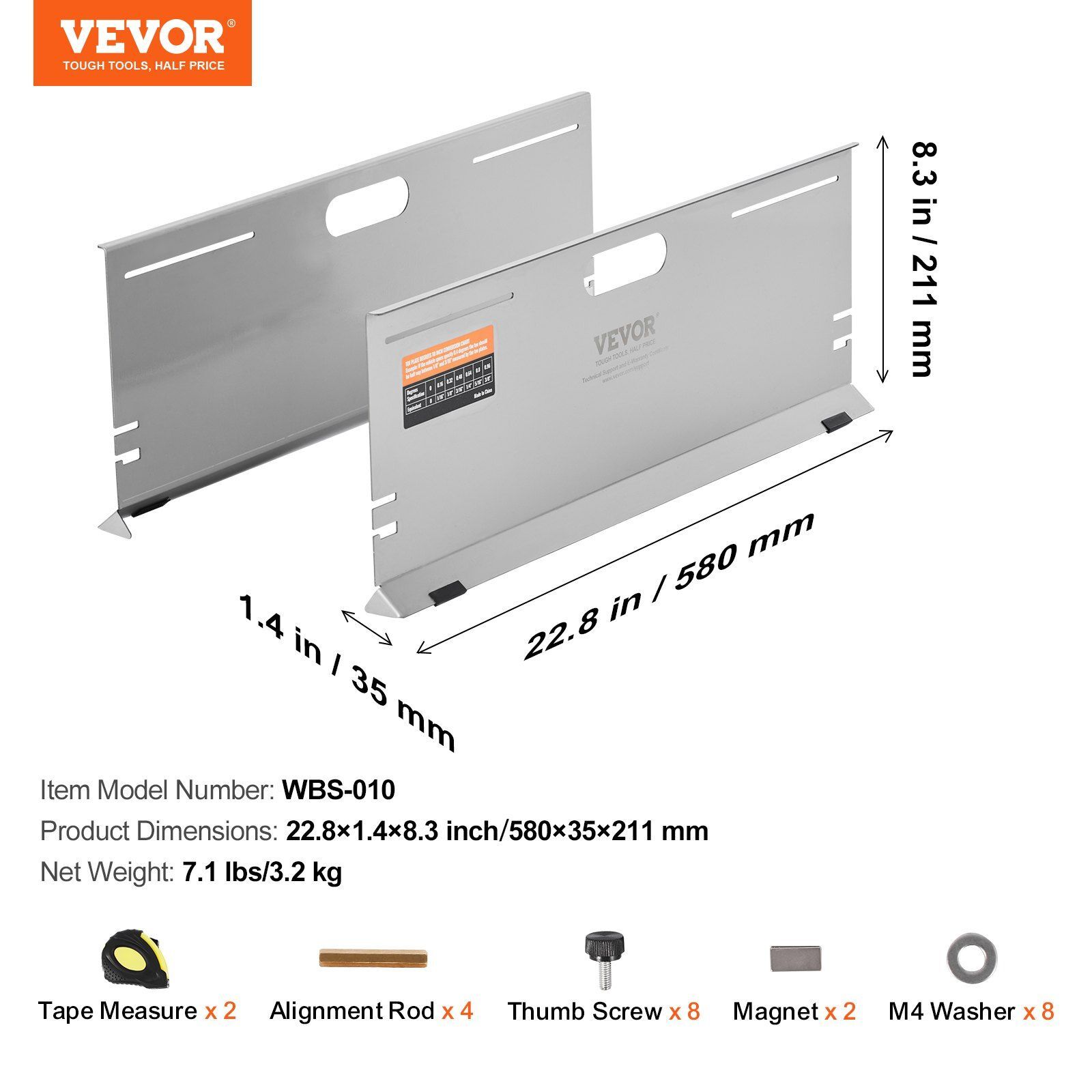2-Pack Alignment Tool Toe Plates with Measuring Tapes and Conversion Chart