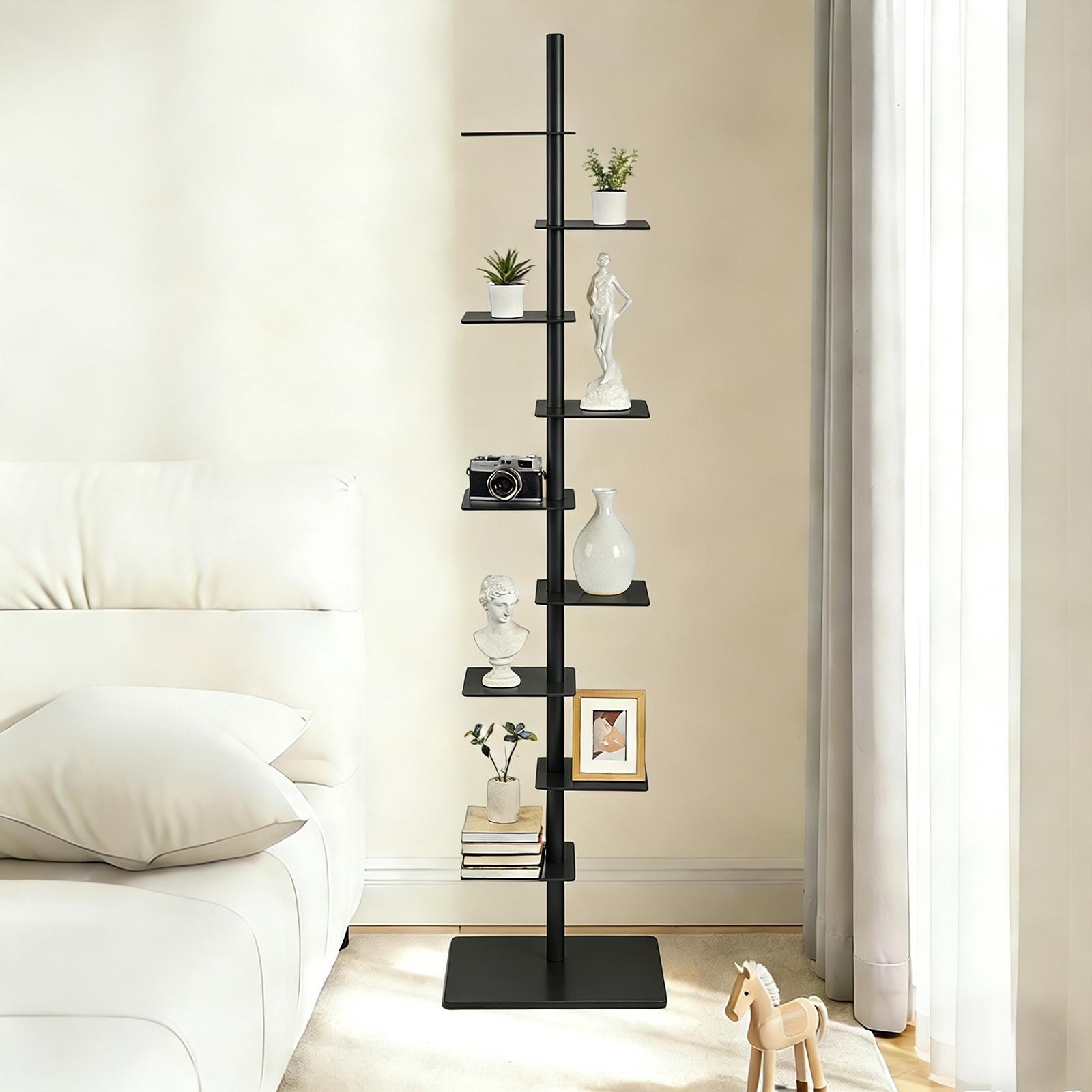 Rotating Spine Bookshelf Vertical Spine Book Tower 9-Tier Metal Book Organizer