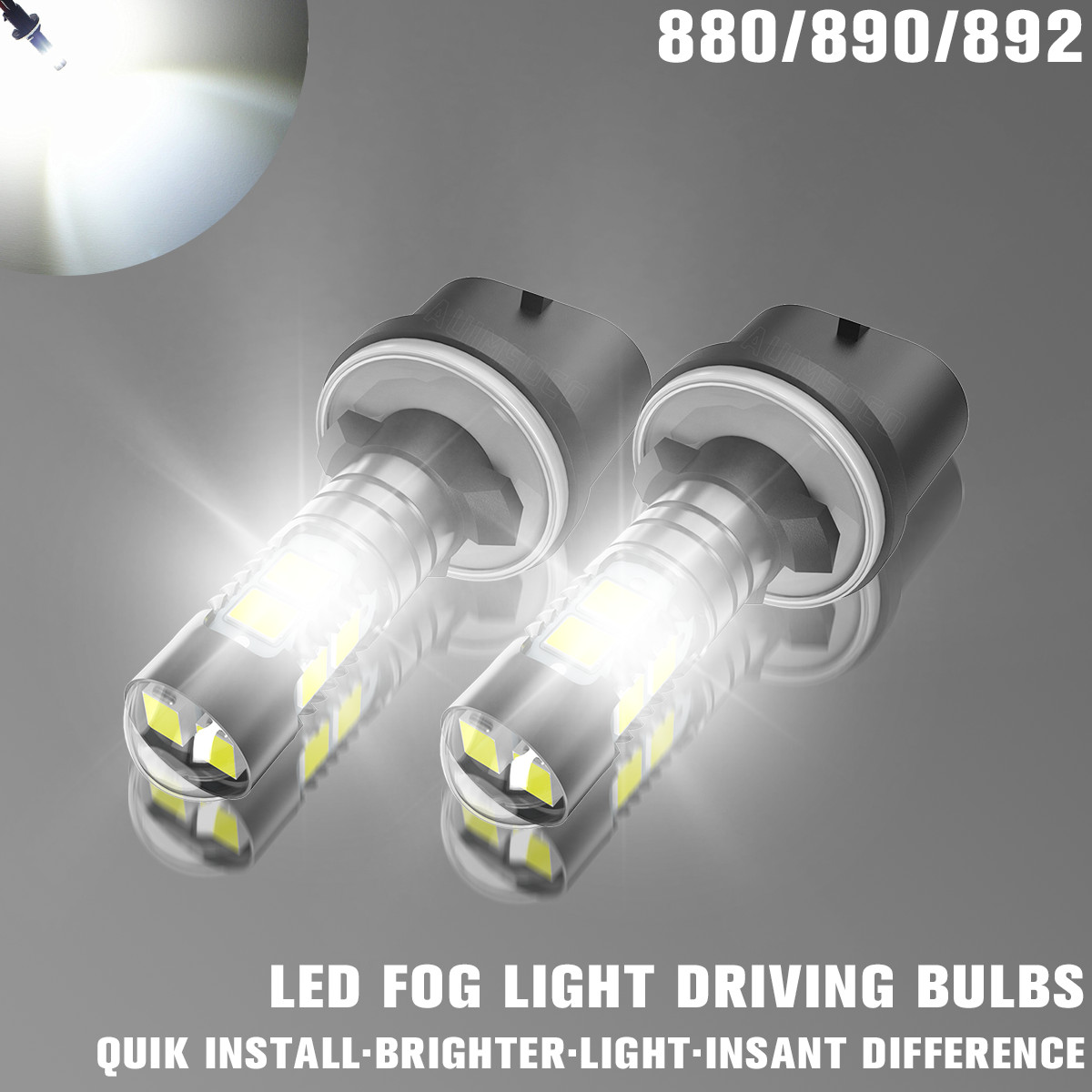 2X 880 881 889 LED Fog Driving Light Bulbs 6500K Super White 100W 20000lm