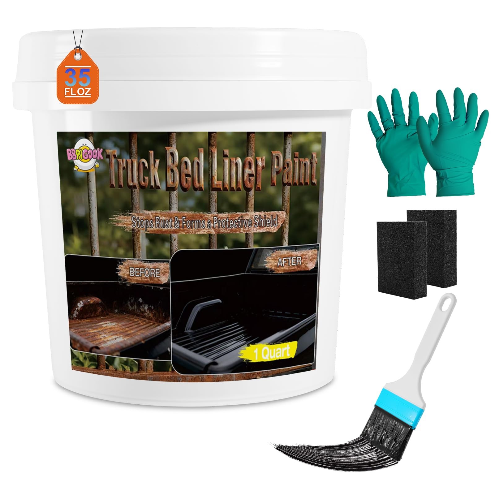 Truck Bed Liner Paint, 35 Floz Bed Liner Spray Liner Kit, Rust Resistant Spra...