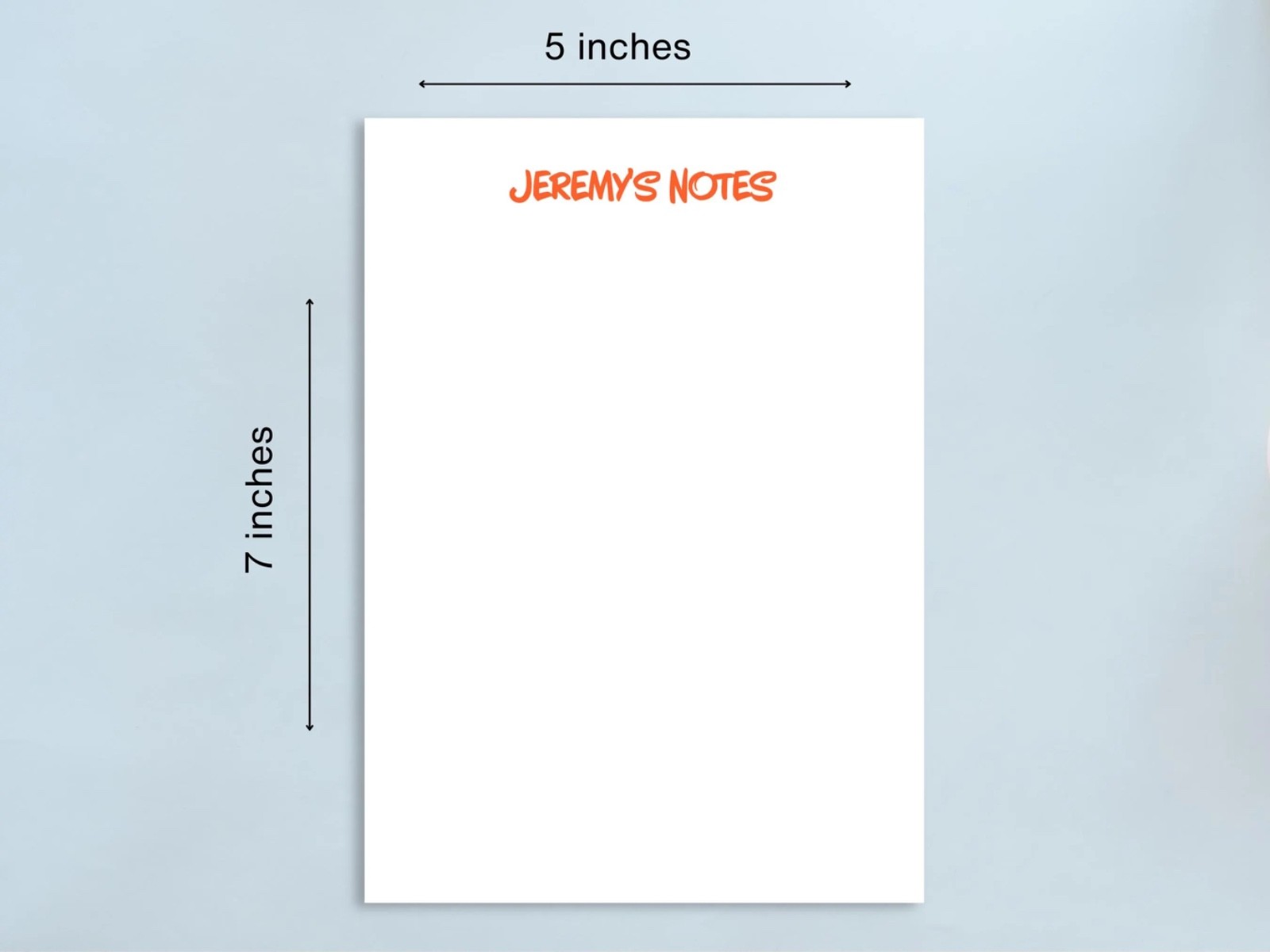 Personalized 5x7 Blank Notepad - Font and Color Options