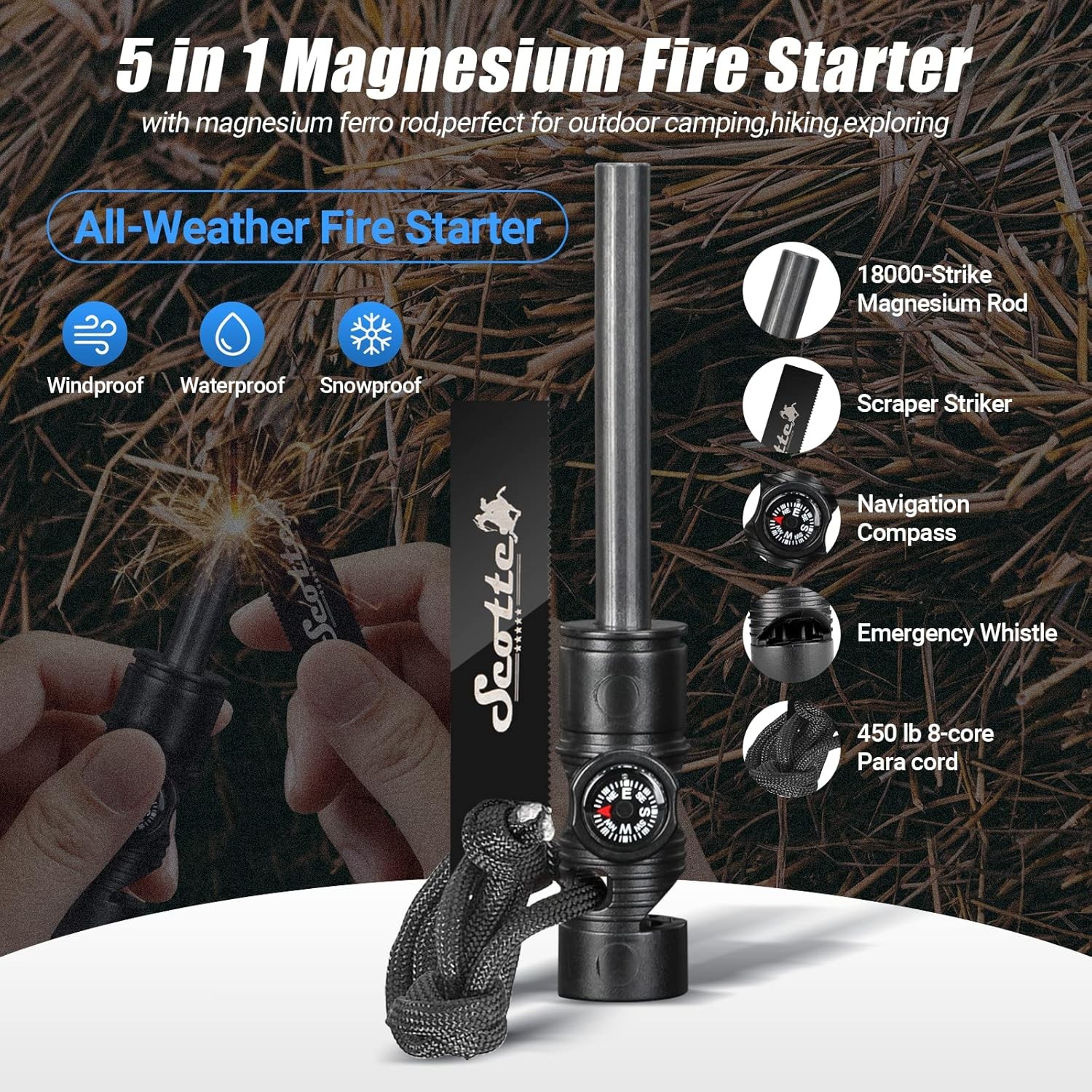 Scotte Plasma Windproof arc Lighter Electric and LED Flashlight Black
