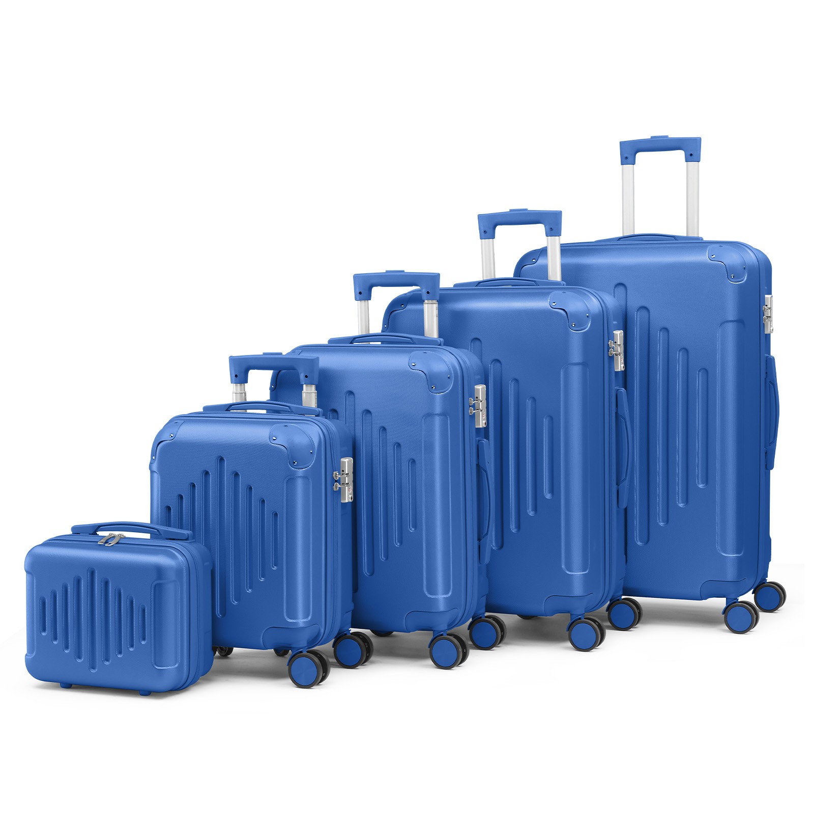 5-Piece Luggage Set 12in+16in+20in+24in+28in Suitcases w/Spinner Wheels Travel