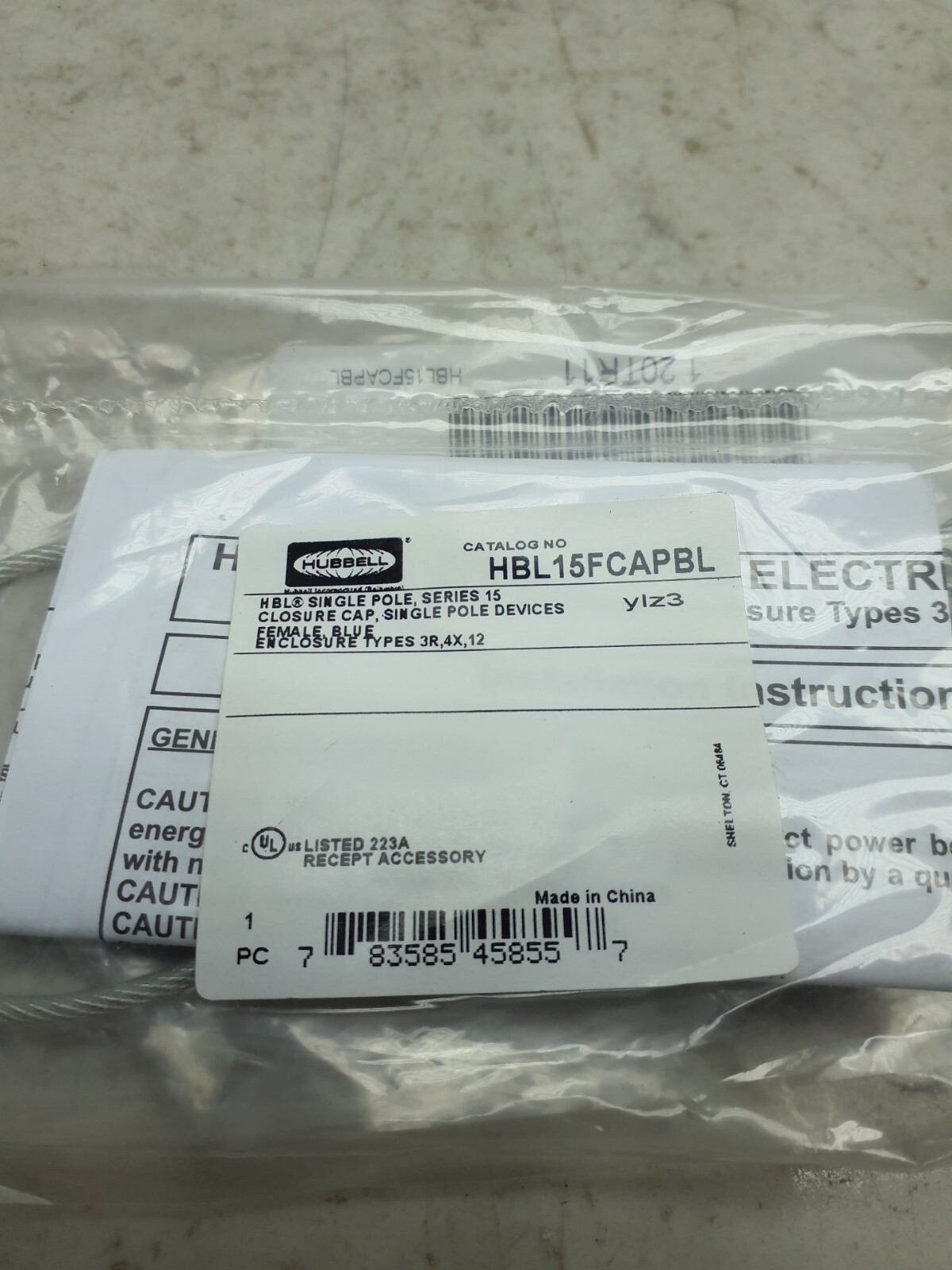 HUBBELL HBL15FCAPBL Single Pole Connector Protective Cap Blue