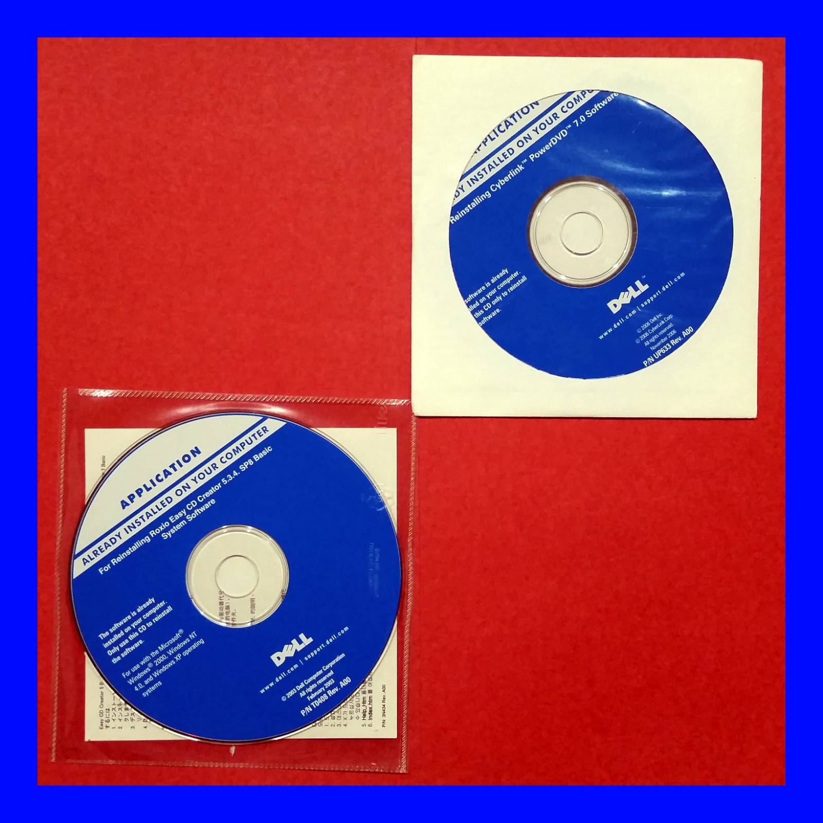 Dell OEM Software Lot CyberLink PowerDVD 7.0 Roxio Easy CD Re-installation Discs