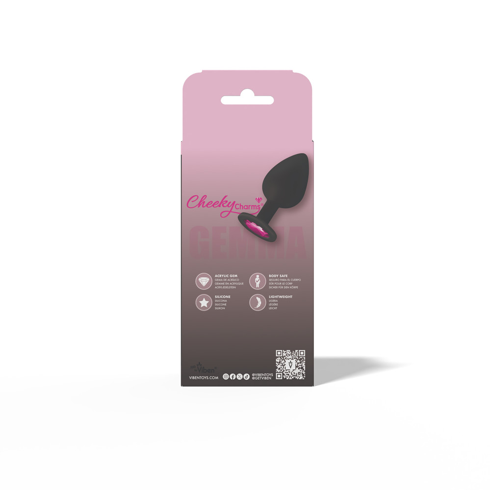 Gemma Pink Gem Black Silicone Plug - Large
