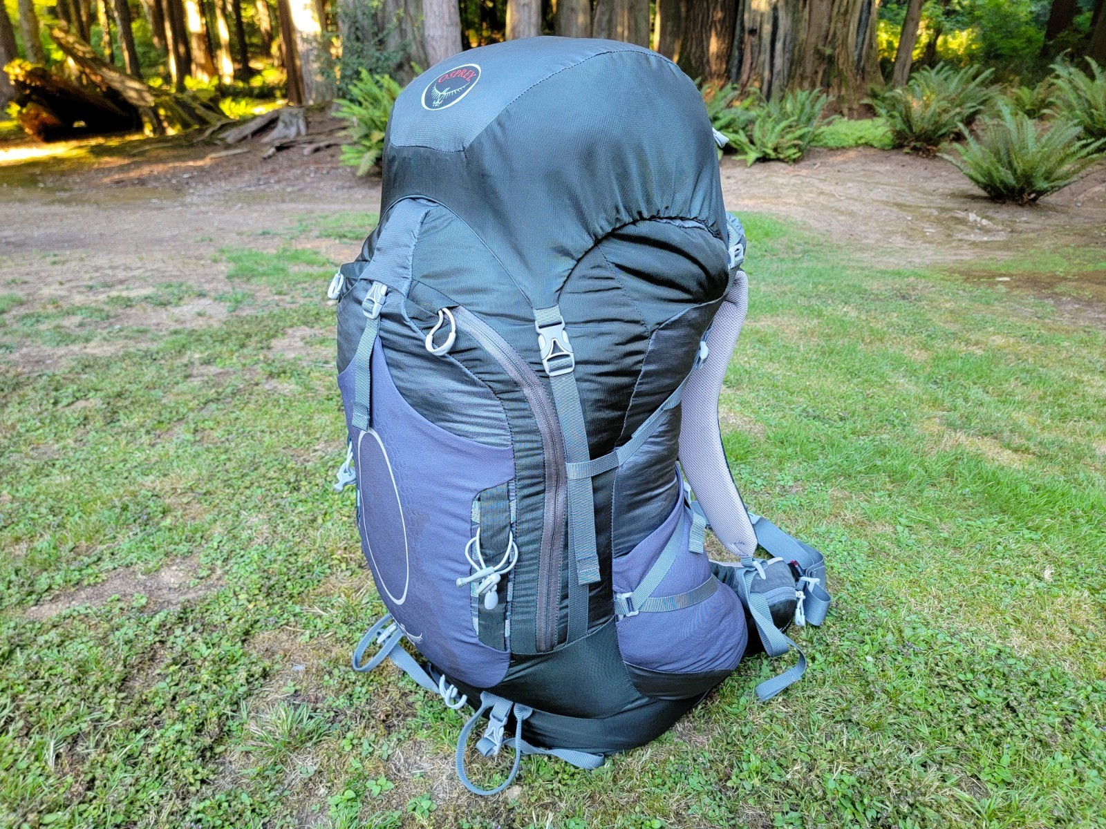 OSPREY Atmos 65 Internal Frame Green Gray Hiking 28" Backpack ~ Size Medium