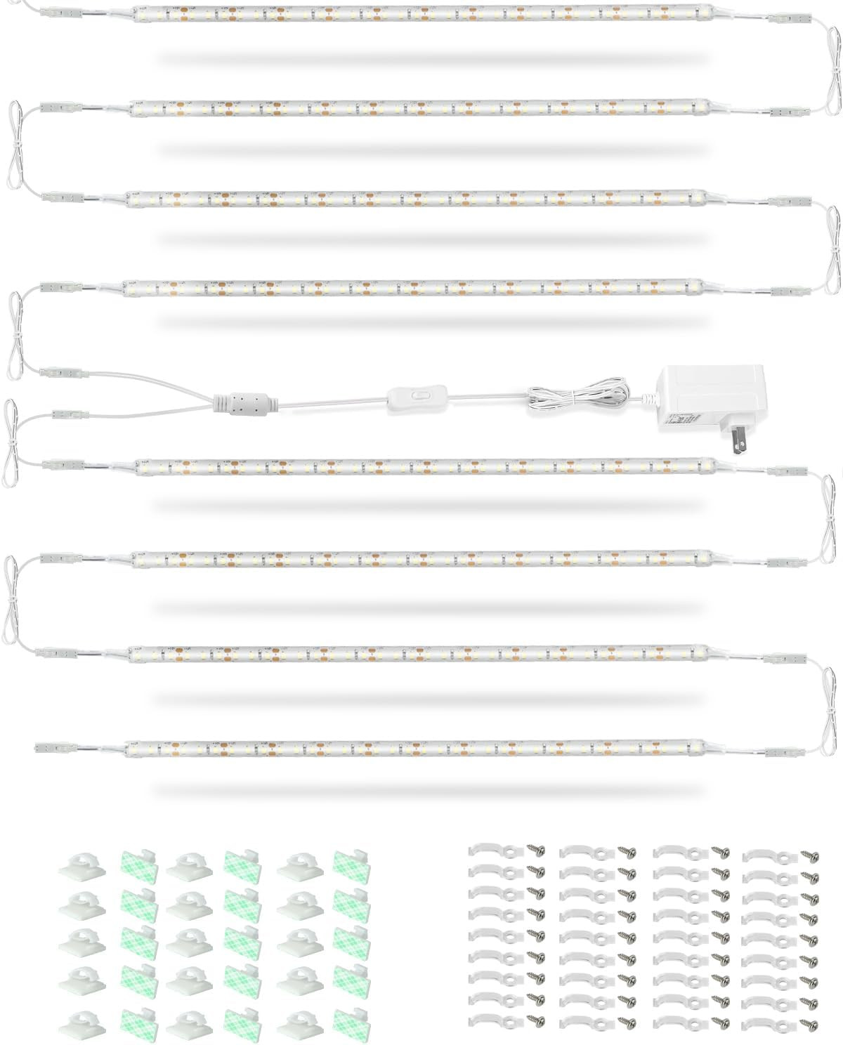 Cefrank LED under Shelf Lighting Kit, (8) Linkable 12-Inch Light Strips Set, 20W