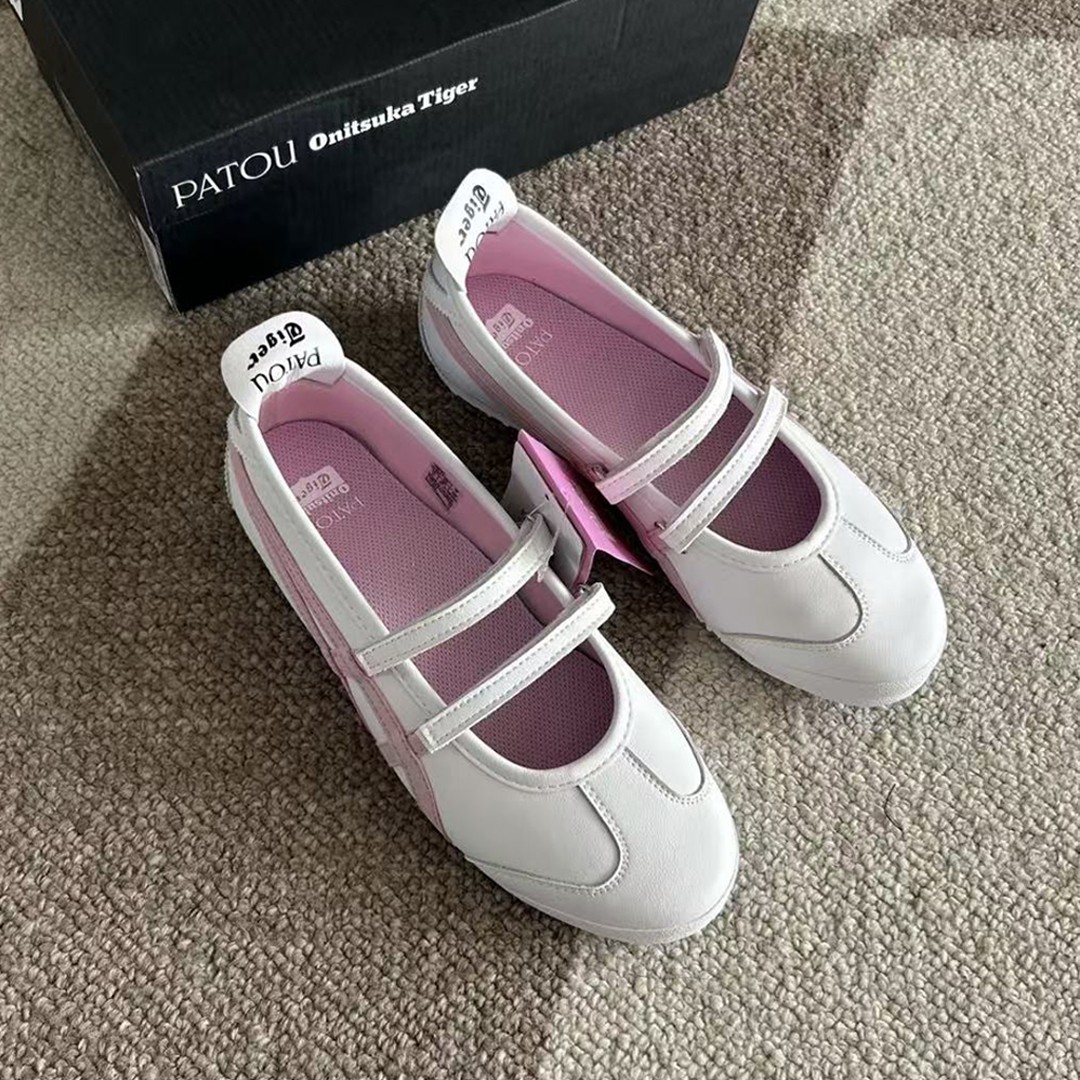 2026 Patou x Onitsuka Tiger Mexico 66 Ballet Shoe Flats White/Pink 1183C379-101