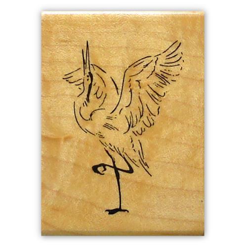 DANCING CRANE mounted rubber stamp, mating dance, bird watchers journal stamp #9