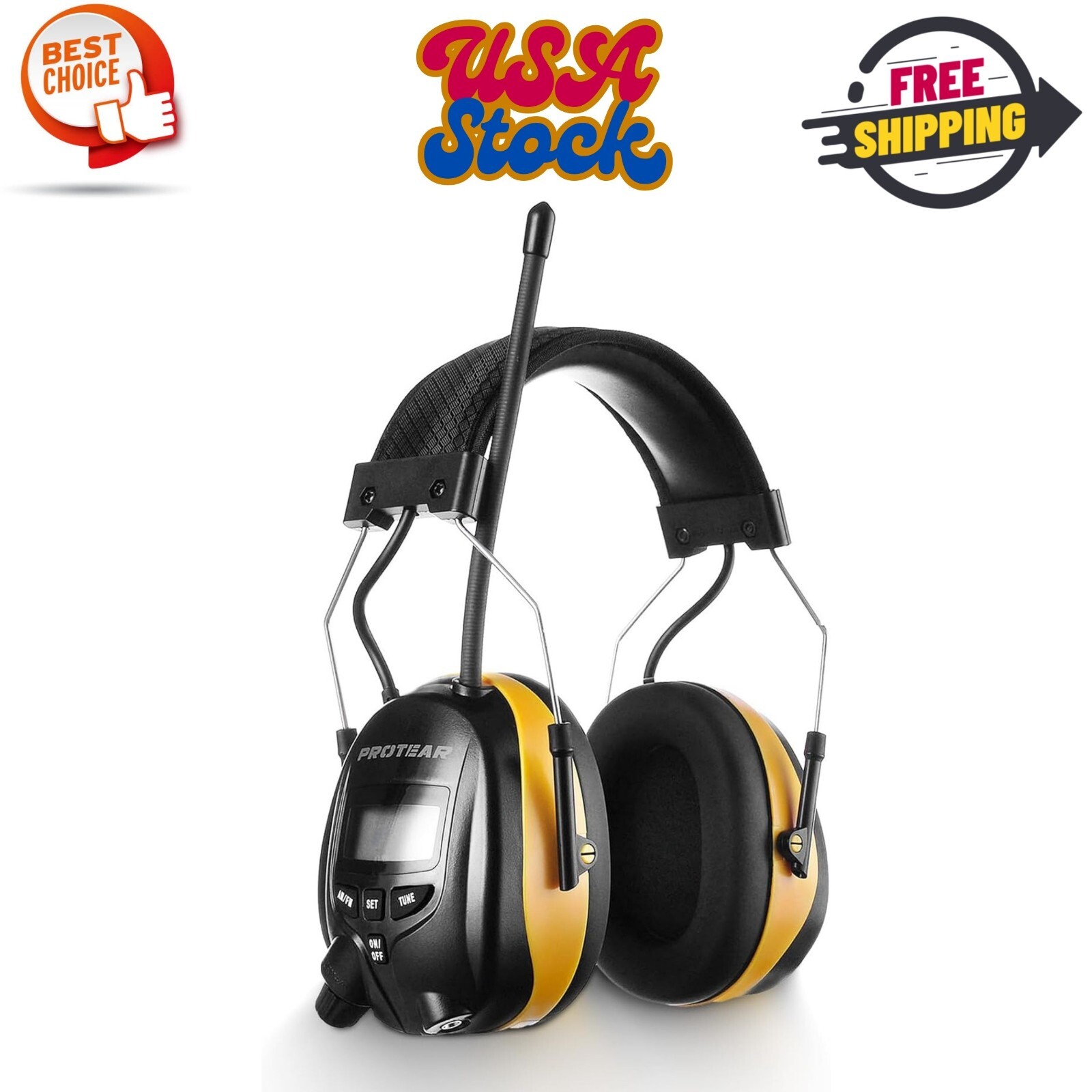 AM/FM Radio Headphones 25dB NRR,Noise Reduction Safety Earmuffs,Digital