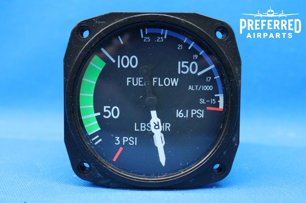 Used Cessna Aircraft Fuel Flow Indicator, p/n C662020-0201 (23578)