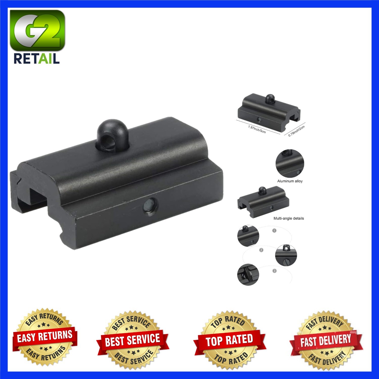 Aluminum Bipod Mount Adapter with Cam Lock for Picatinny & Weaver Systems