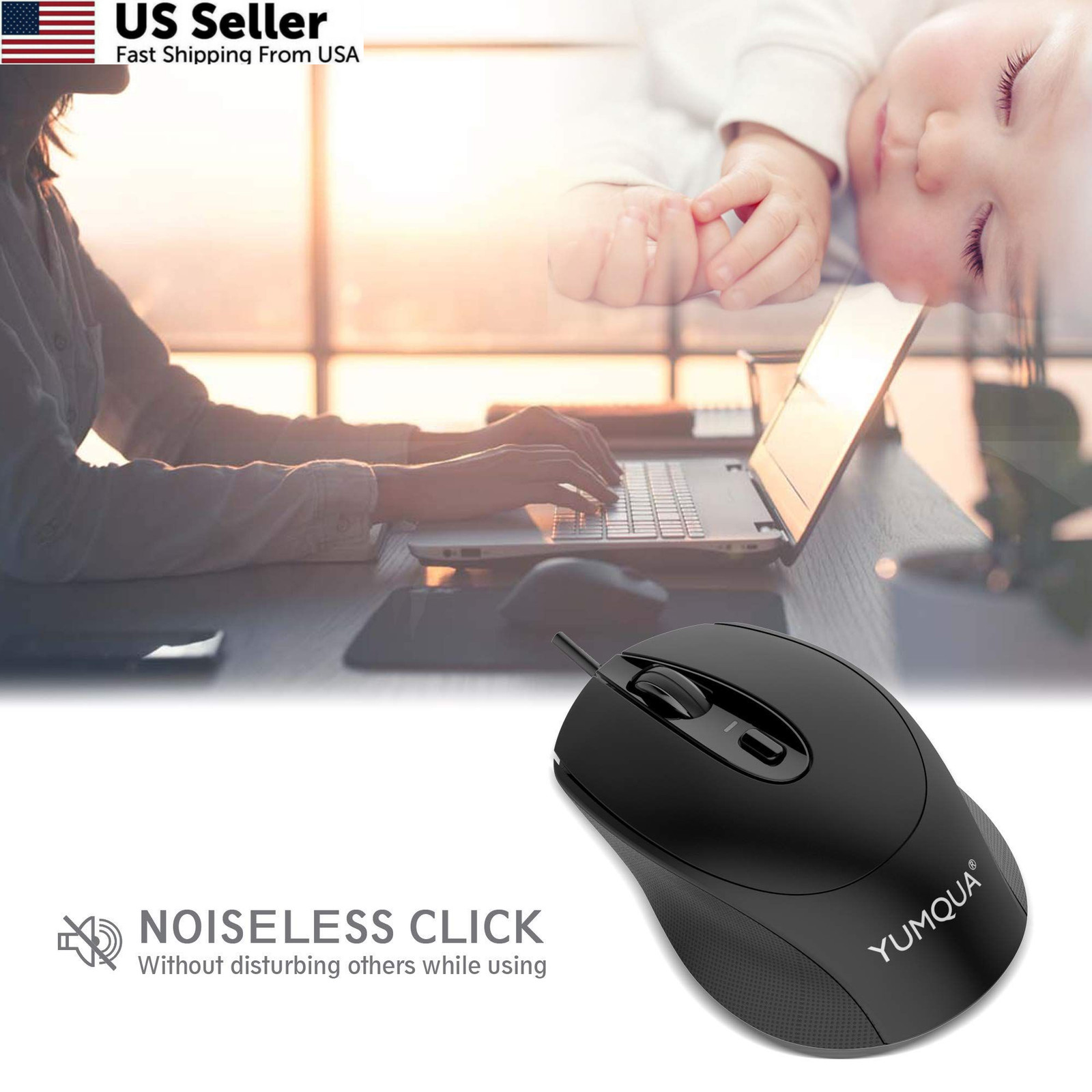 YUMQUA G222 Computer Mouse Wired 4 Pack, Bulk USB Corded Mouse, 4Pack, 4 Pack