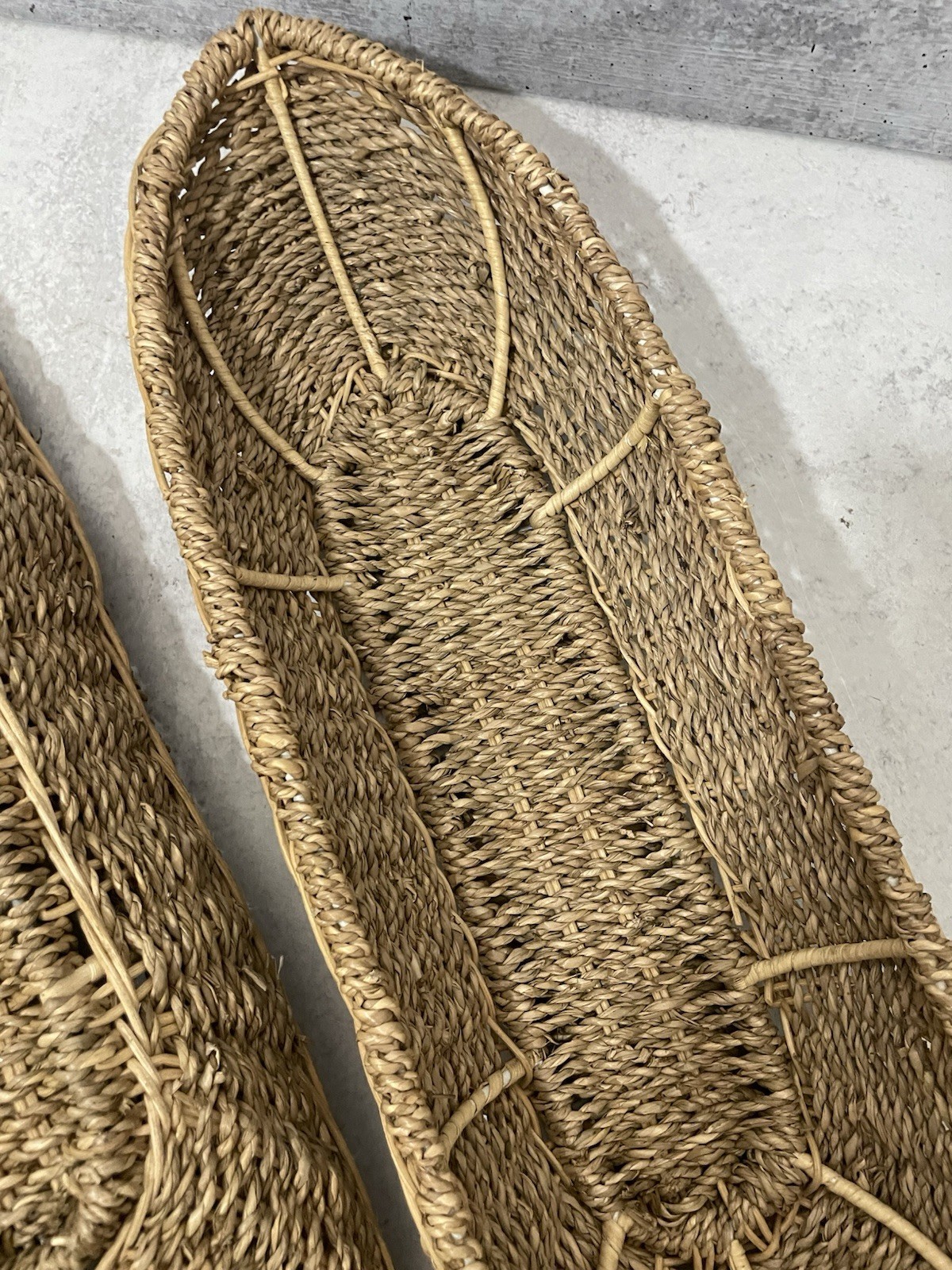 Woven Seagrass Bread or Fruit Skinny Long Tabletop Basket- Lot Of 2 Never Used