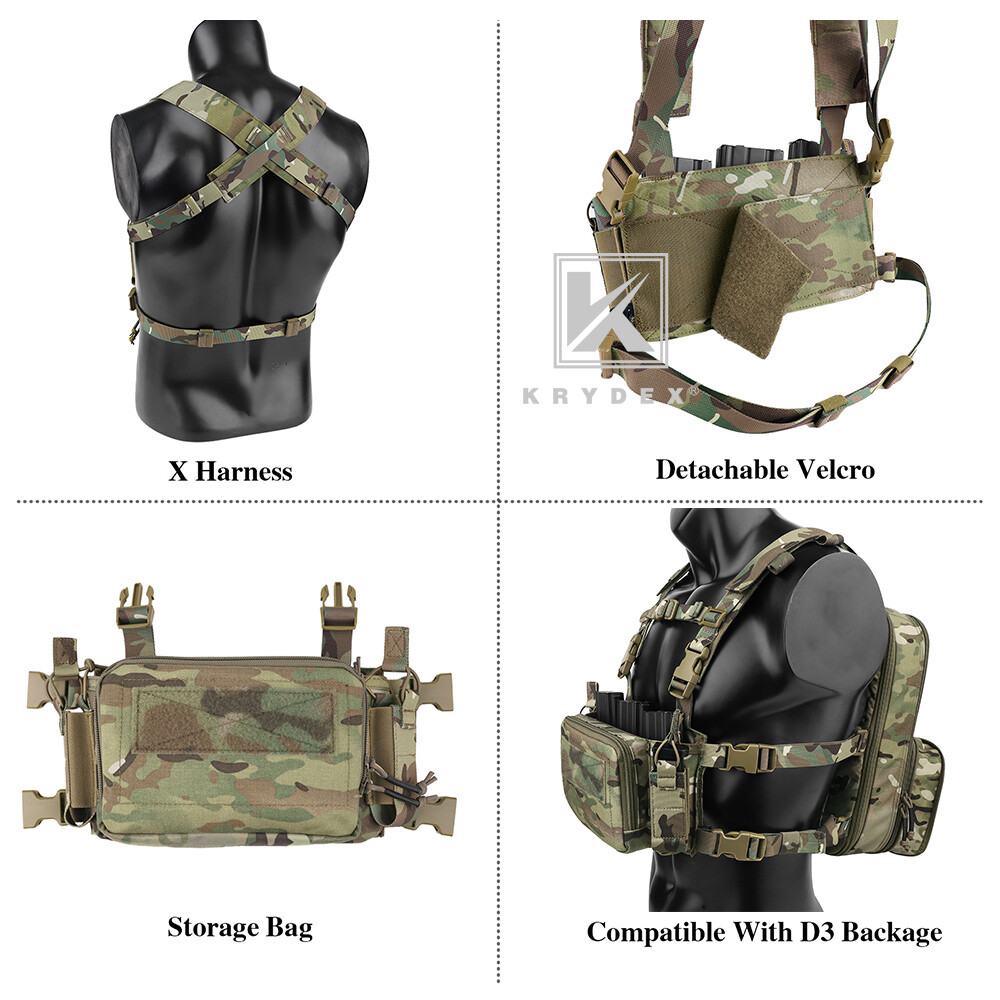 KRYDEX D3CR Chest Rig Harness Mag Pouches & D3 Flatpack Backpack MOLLE Rucksack