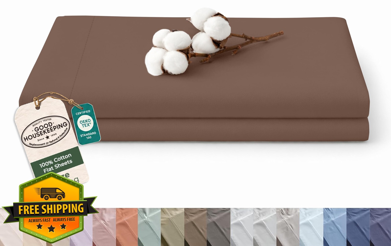 Royale Linens Cal King Chocolate Flat Sheet