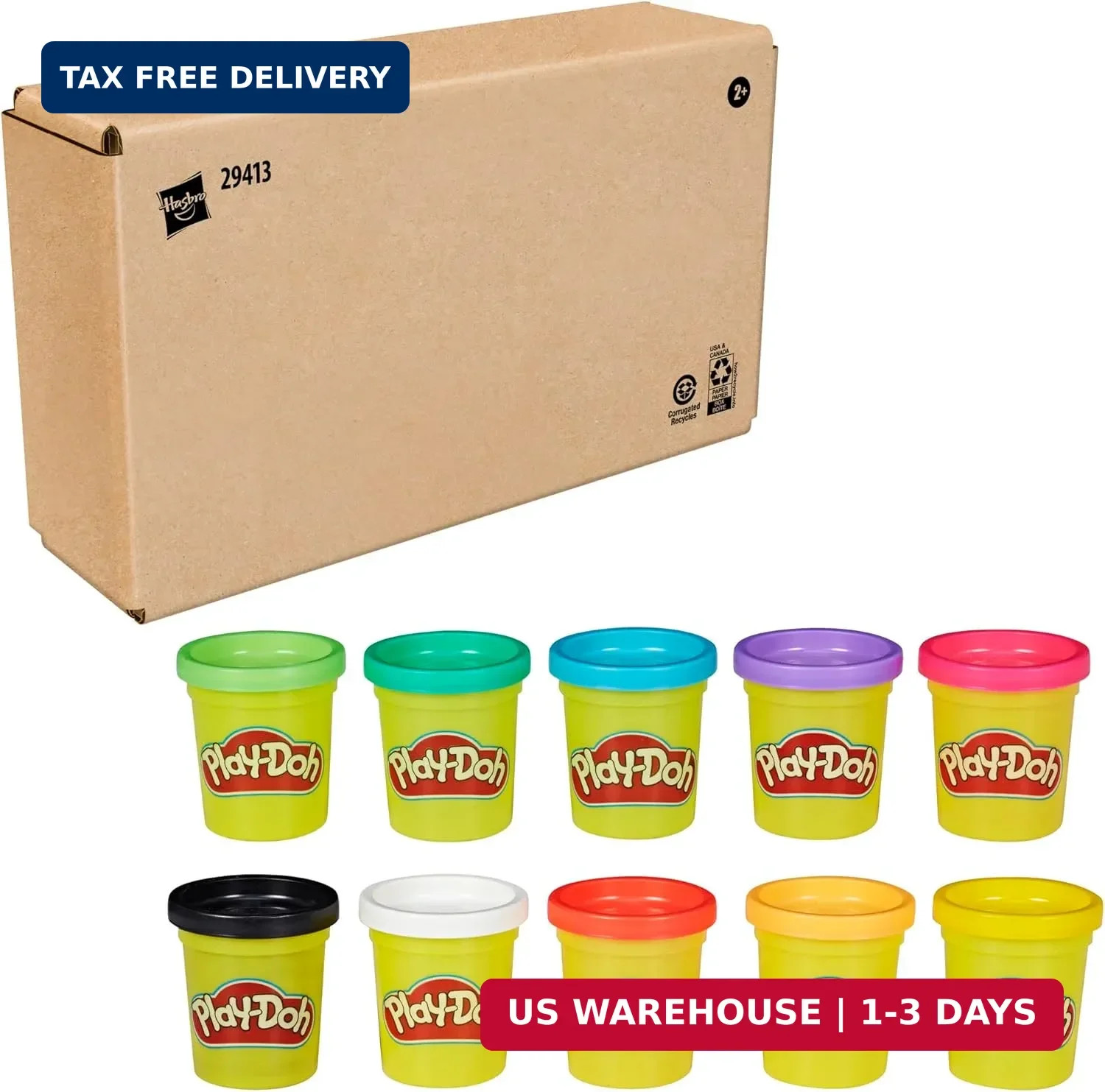 Play Doh Modeling Compound 10-Pack Case of Assorted Colors, Non-Toxic 2 oz. Cans