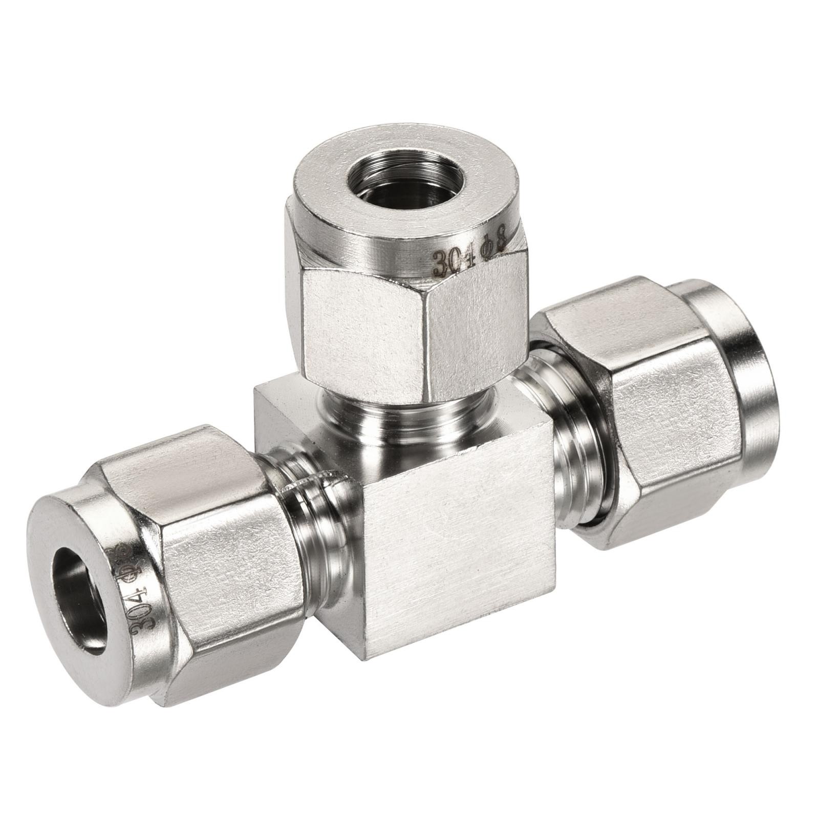 Quick Connect Fittings Stainless Steel 8mm OD Tube 3 Way Tee Union Splitter