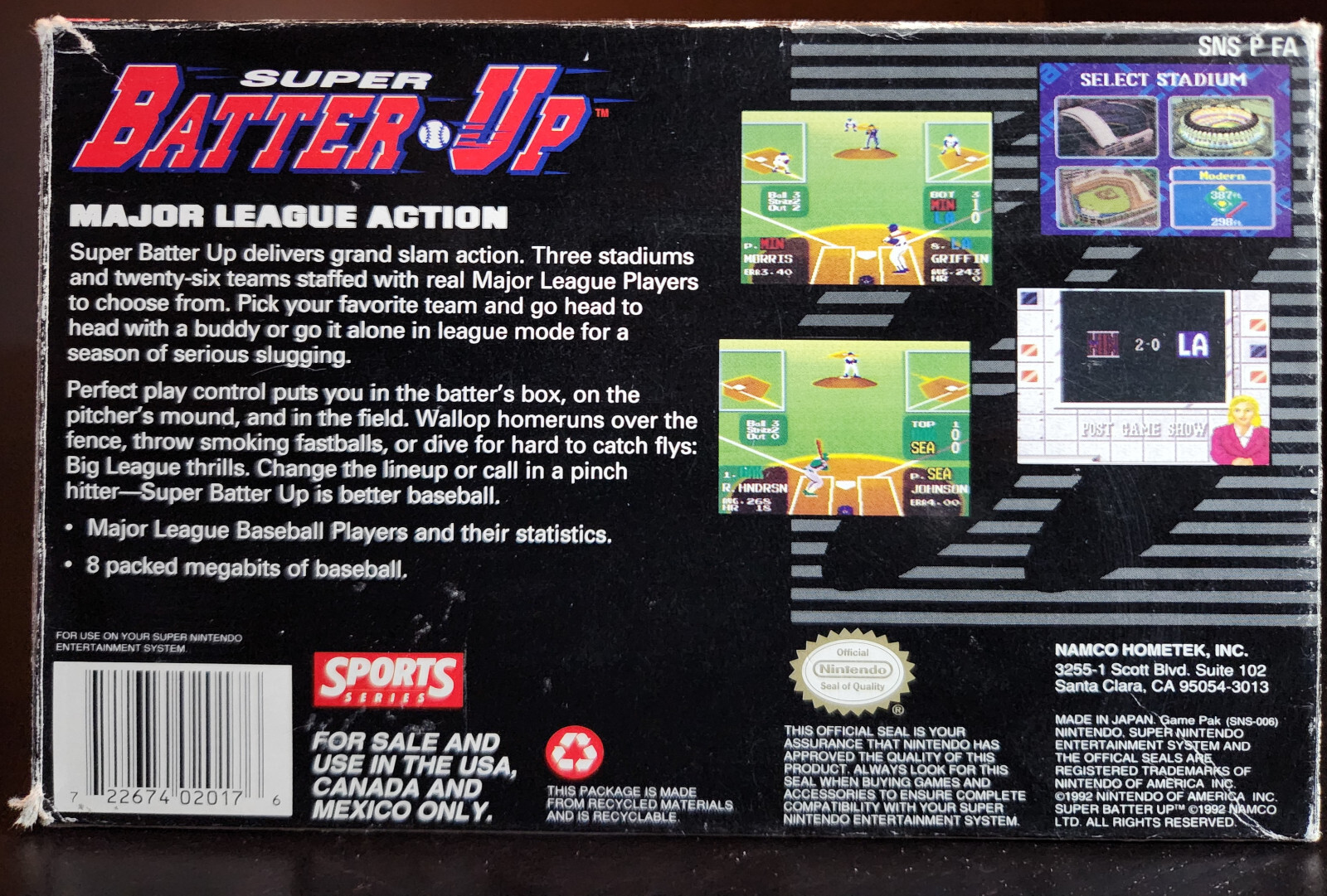 Super Batter Up | Super Nintendo | SNES | Box | Original | Authentic | OEM